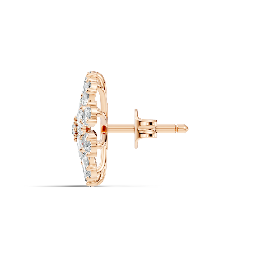Pear, Marquise & Round Diamond Floral Sunburst Cluster Stud