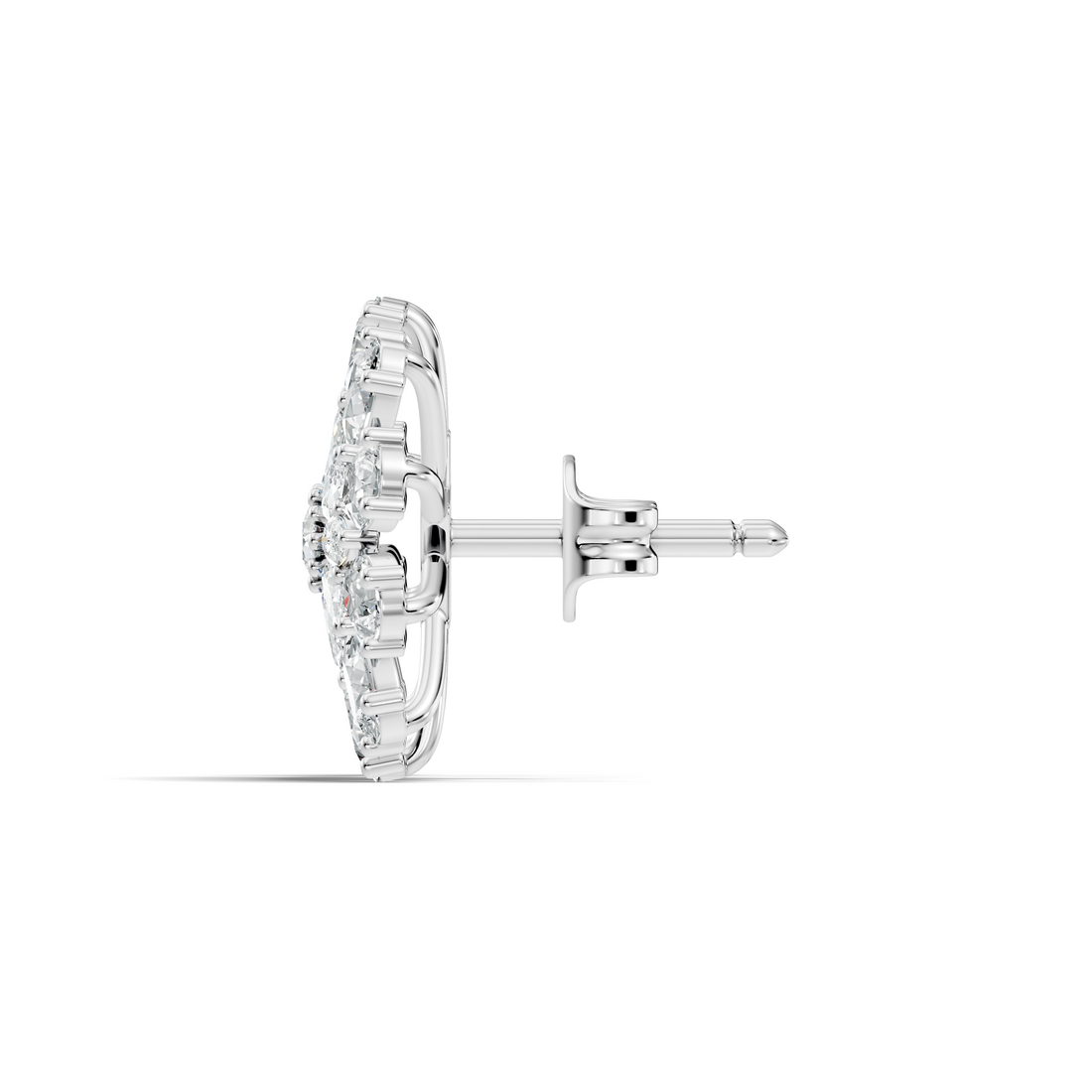 Pear, Marquise & Round Diamond Floral Sunburst Cluster Stud