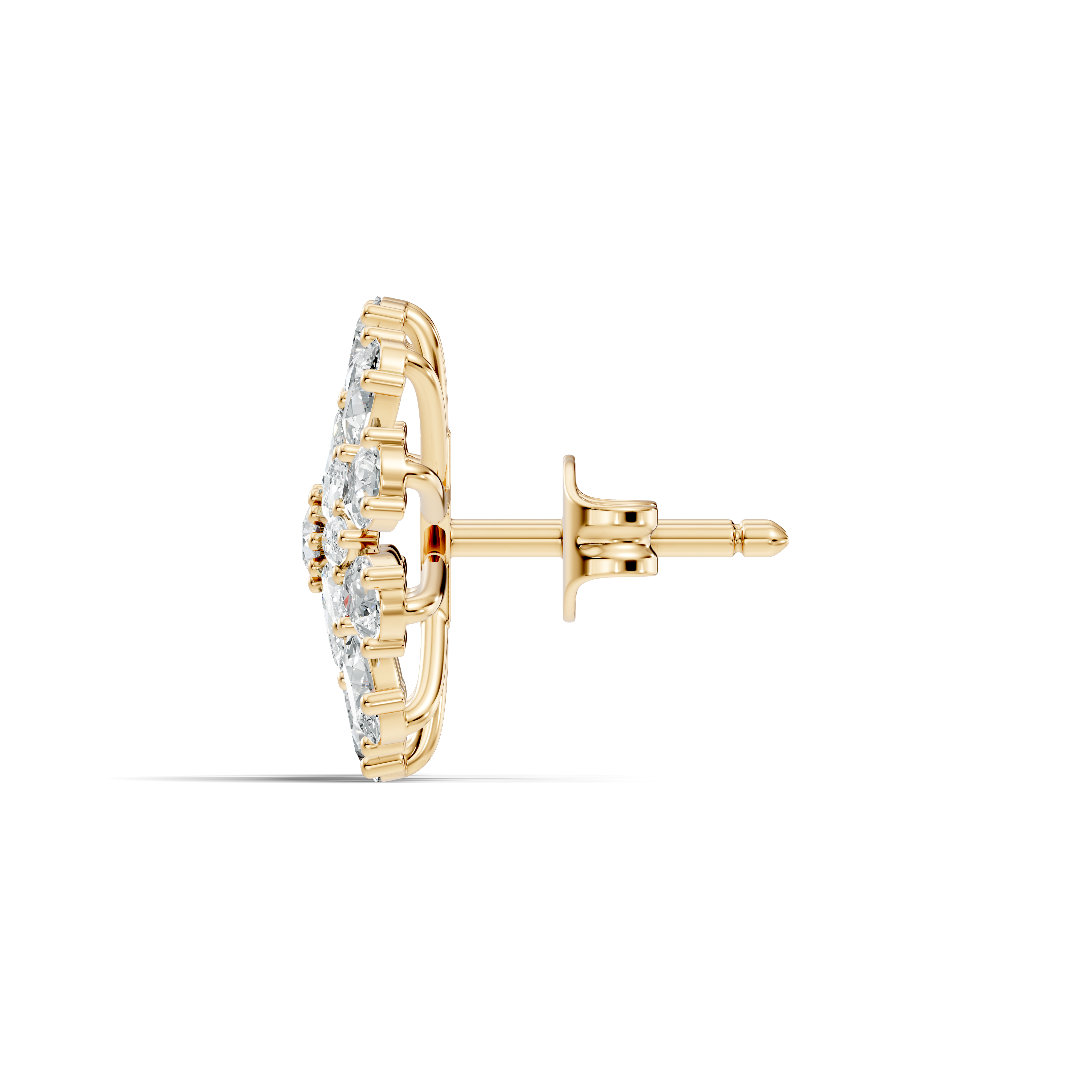 Pear, Marquise & Round Diamond Floral Sunburst Cluster Stud