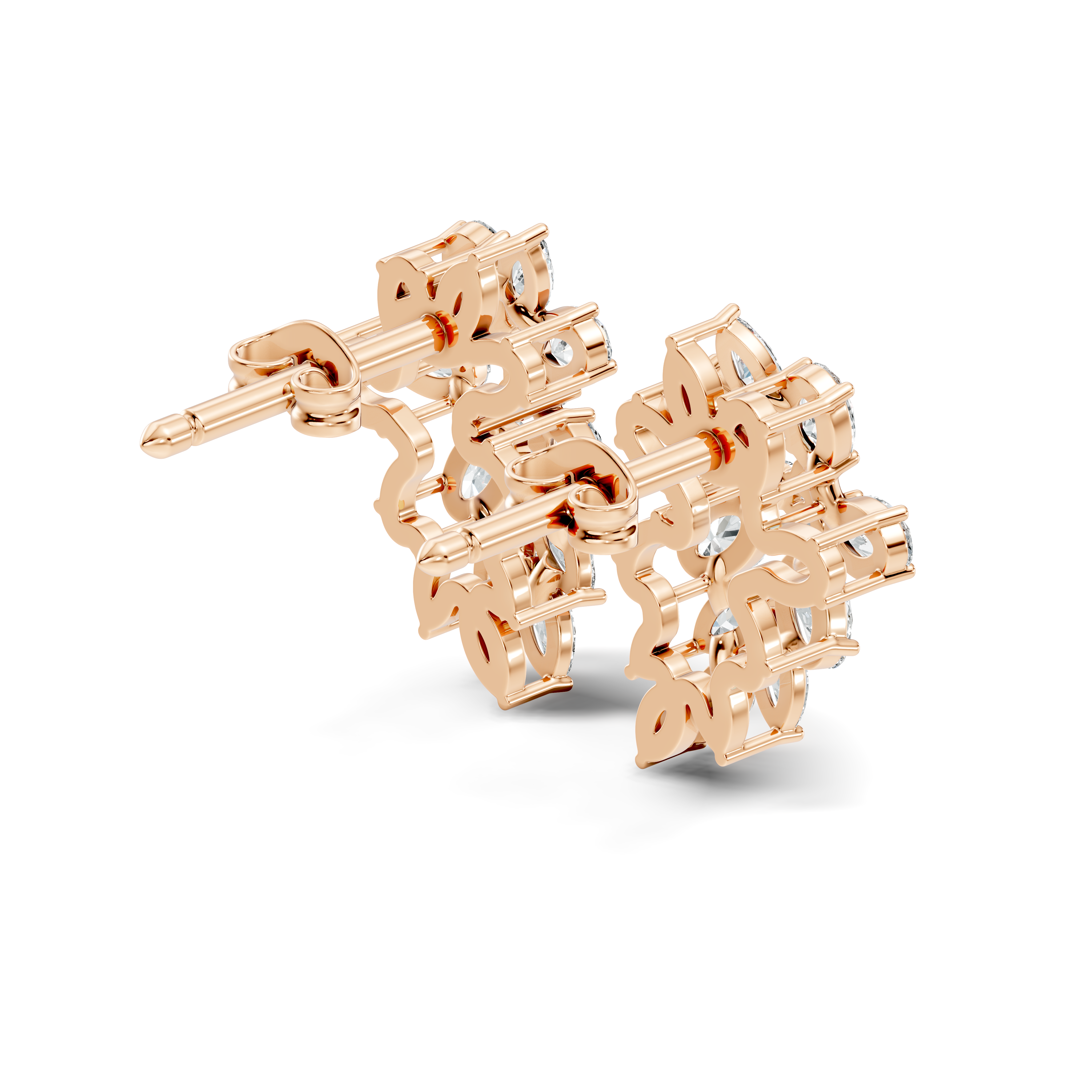 Mixed-Cut Floral Cluster Stud