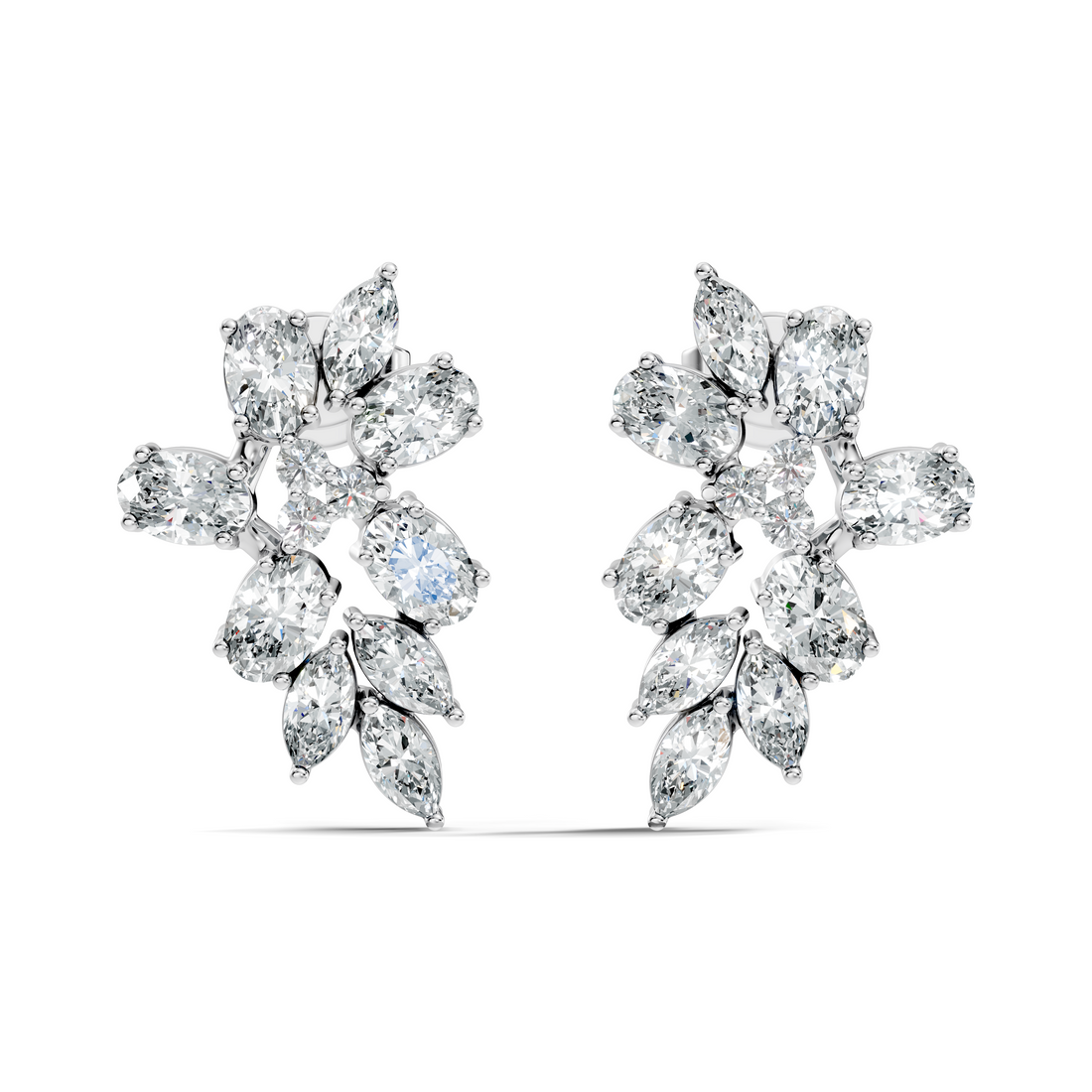 Mixed-Cut Floral Cluster Stud