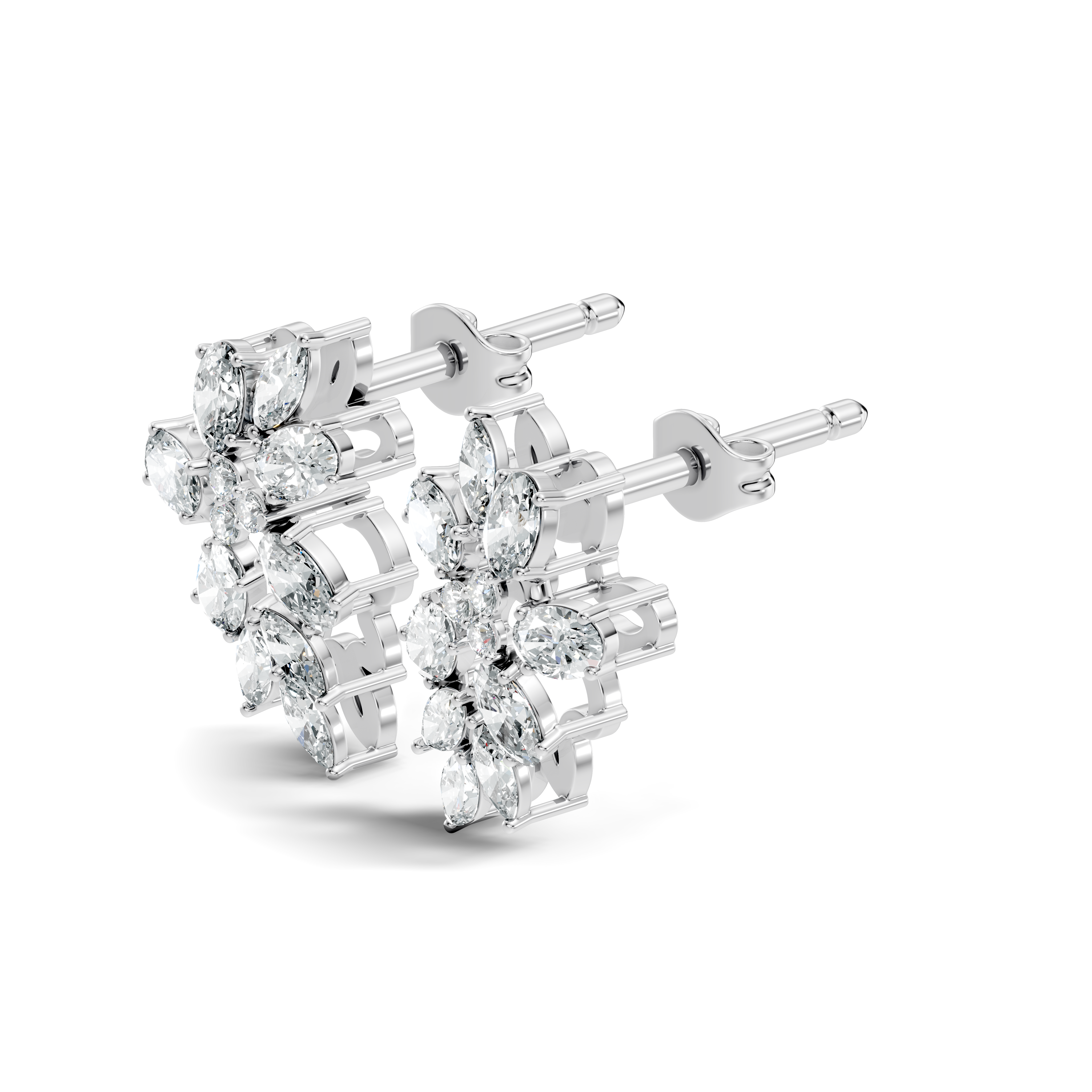 Mixed-Cut Floral Cluster Stud