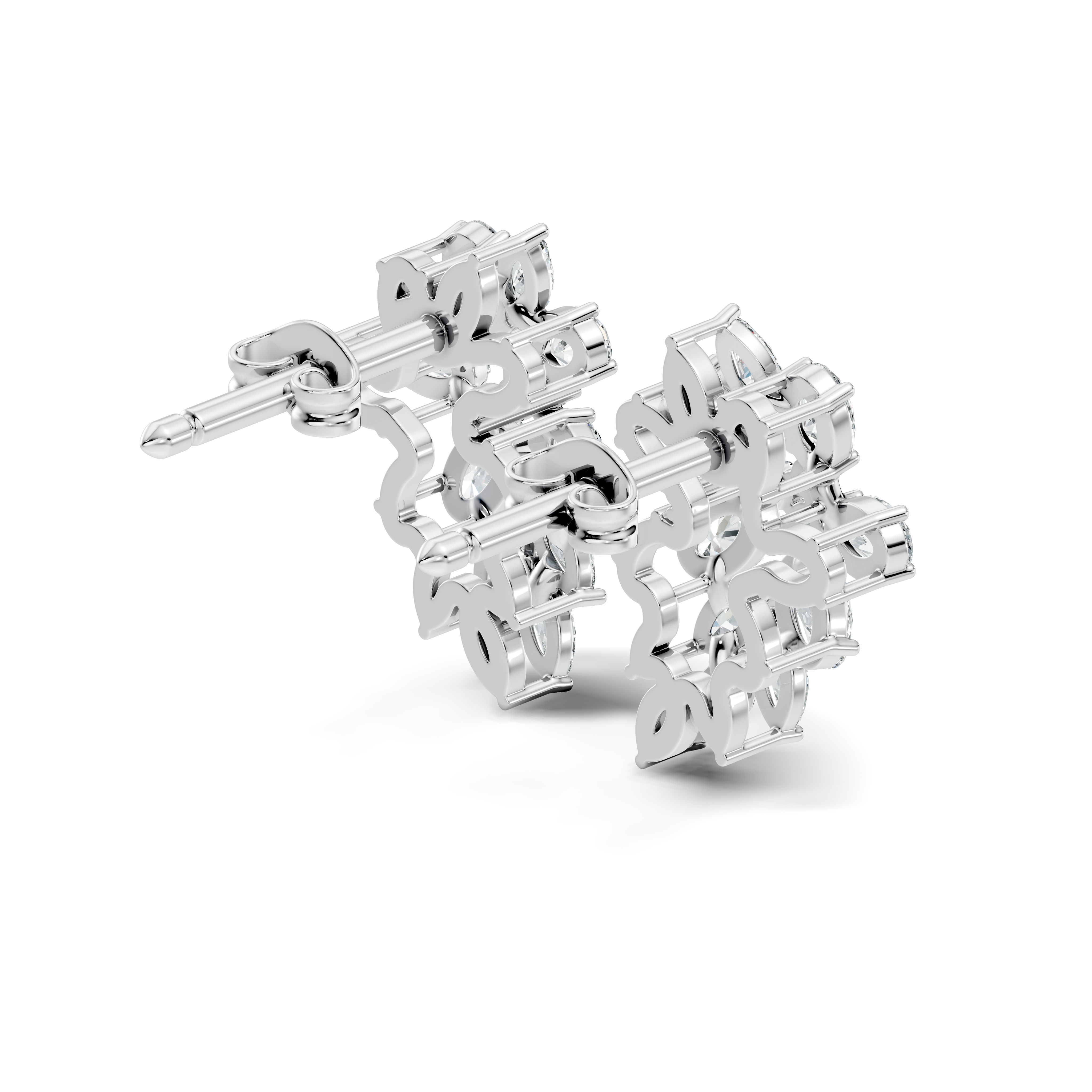 Mixed-Cut Floral Cluster Stud