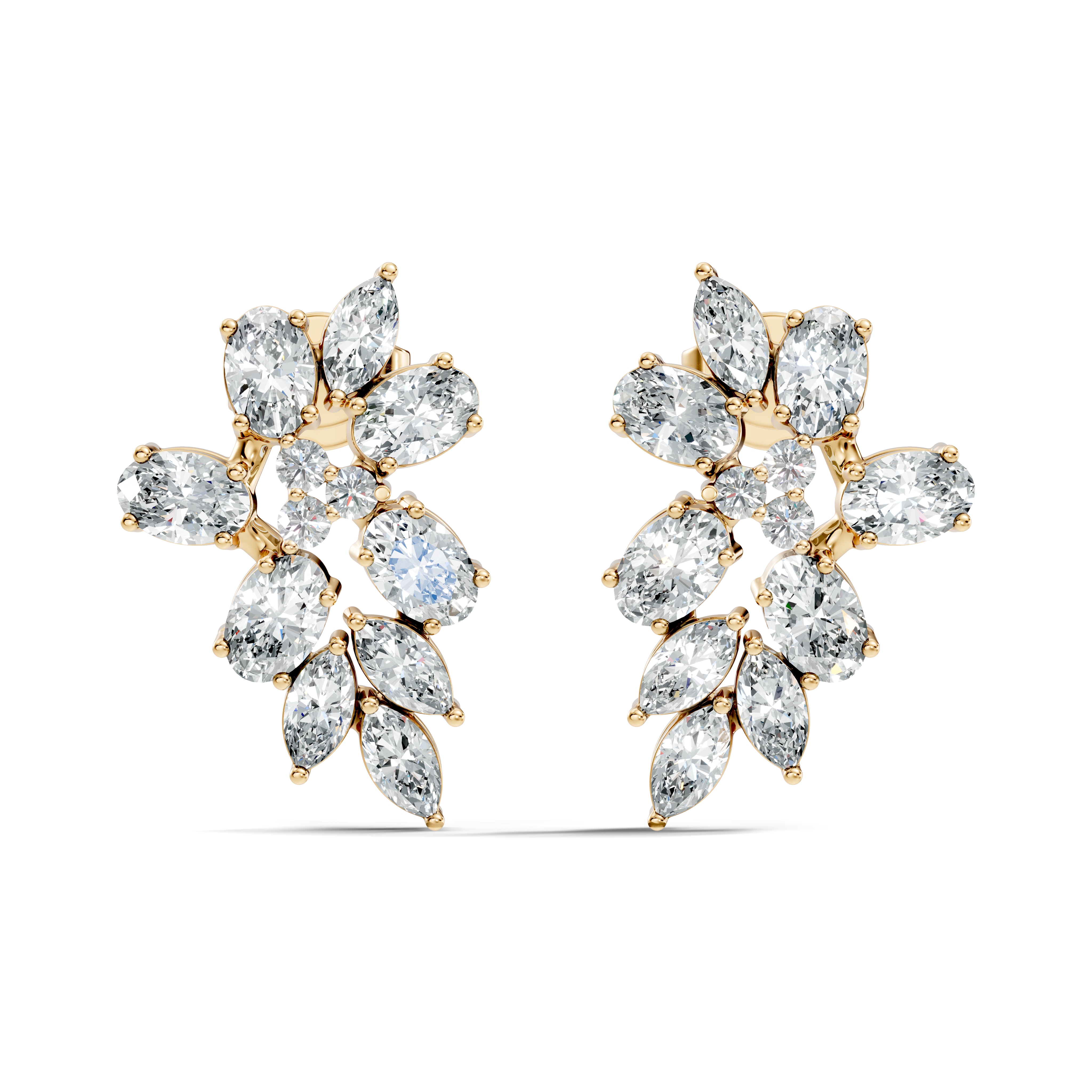 Mixed-Cut Floral Cluster Stud