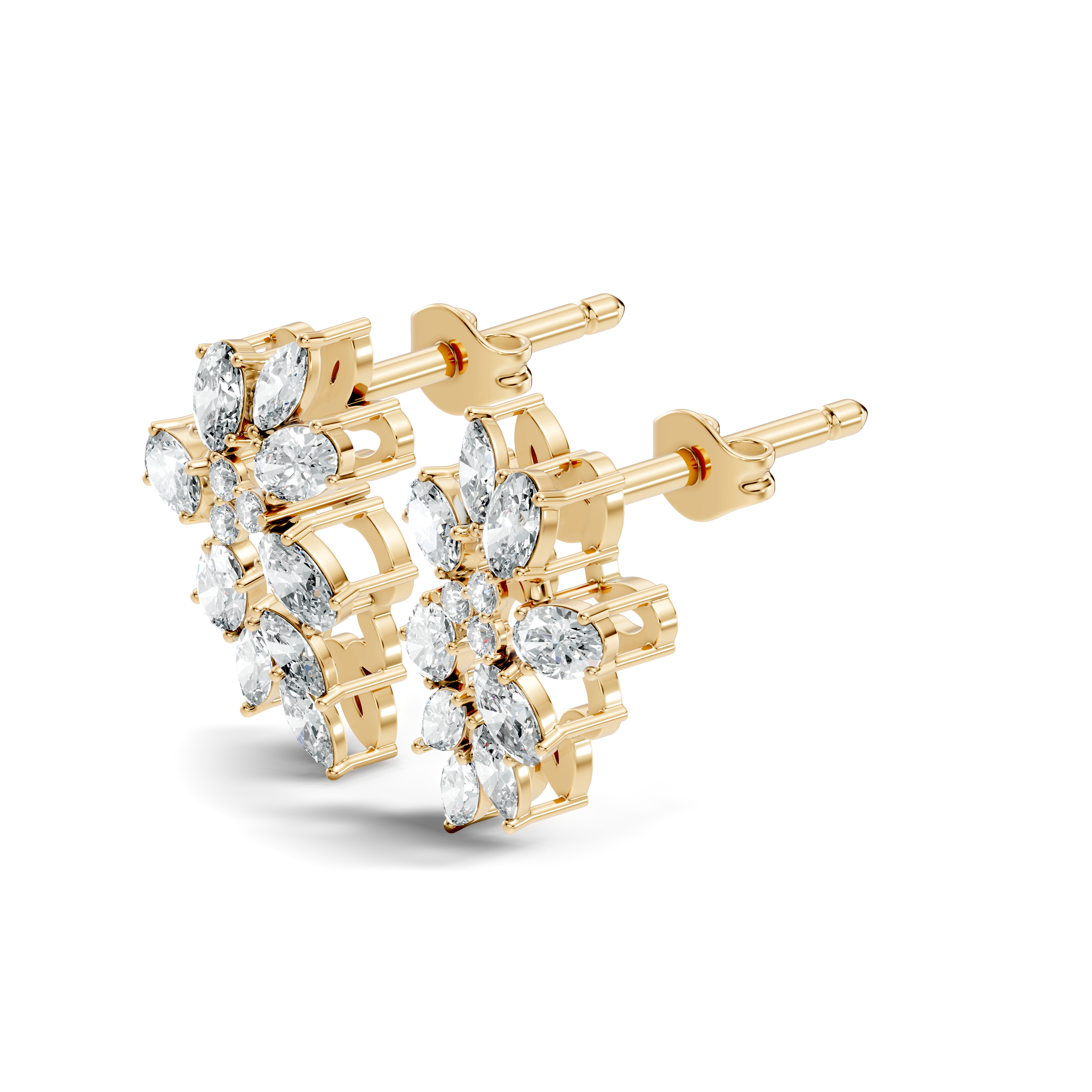 Mixed-Cut Floral Cluster Stud