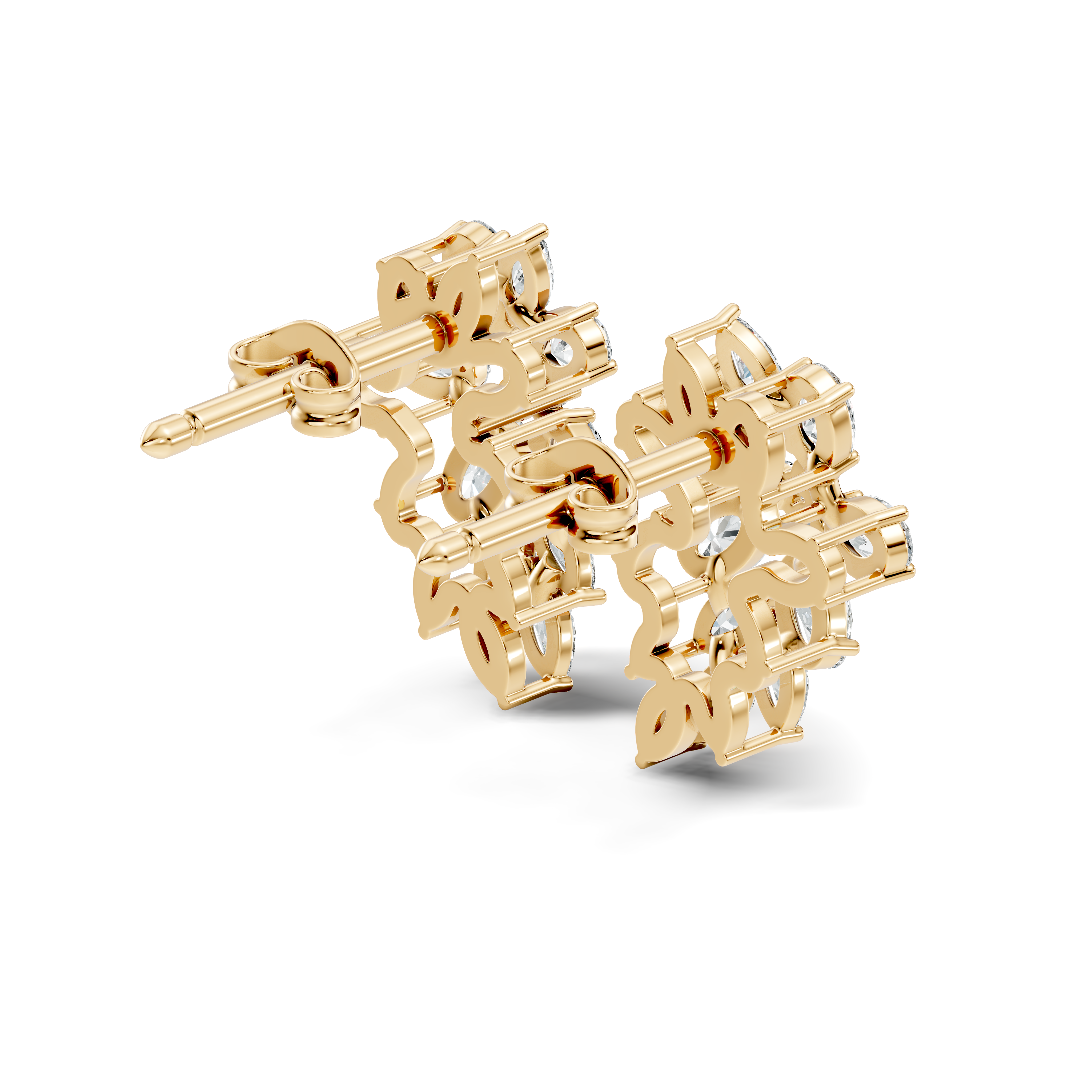 Mixed-Cut Floral Cluster Stud