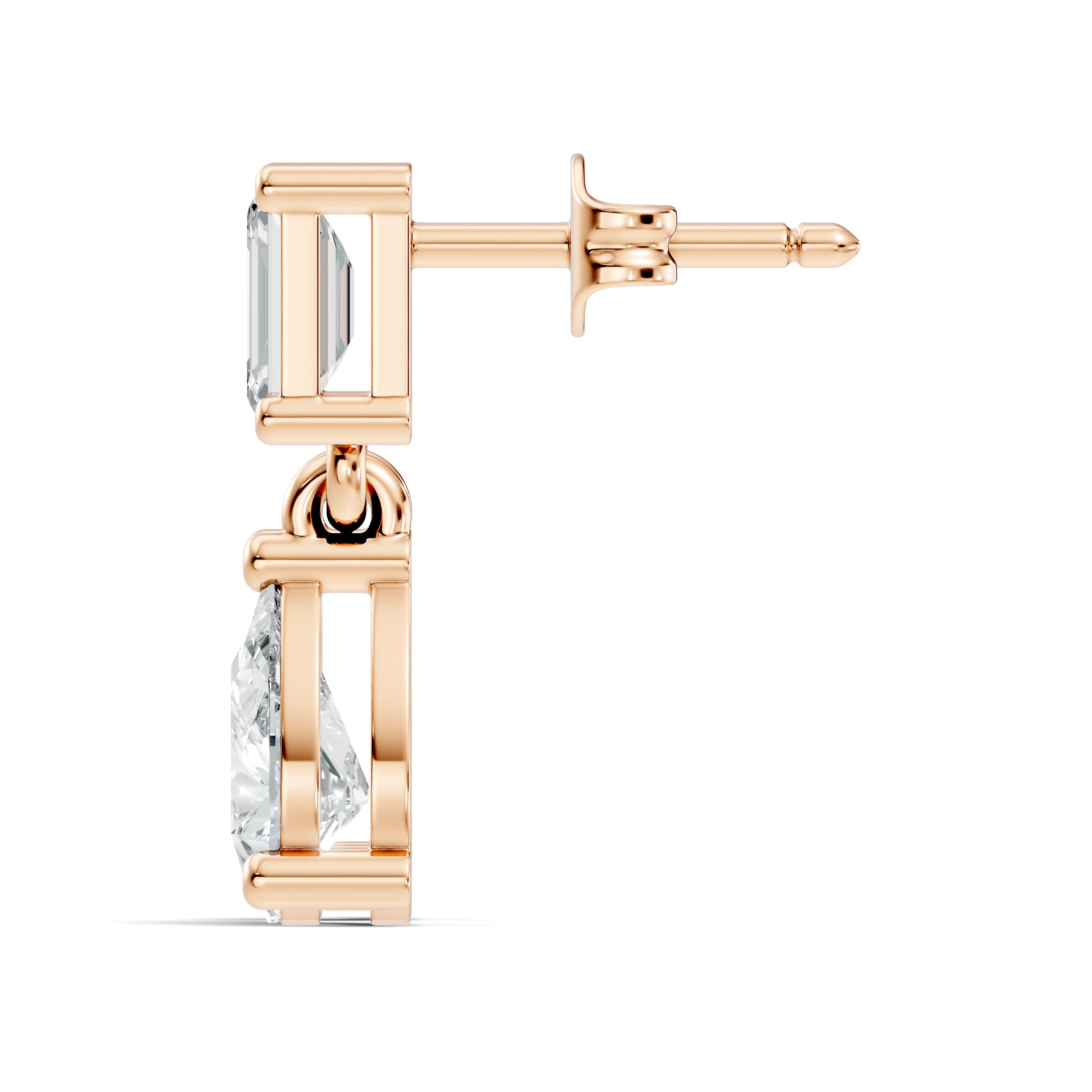 Emerald & Pear Cut Diamond Two-Stone Drop Earrings