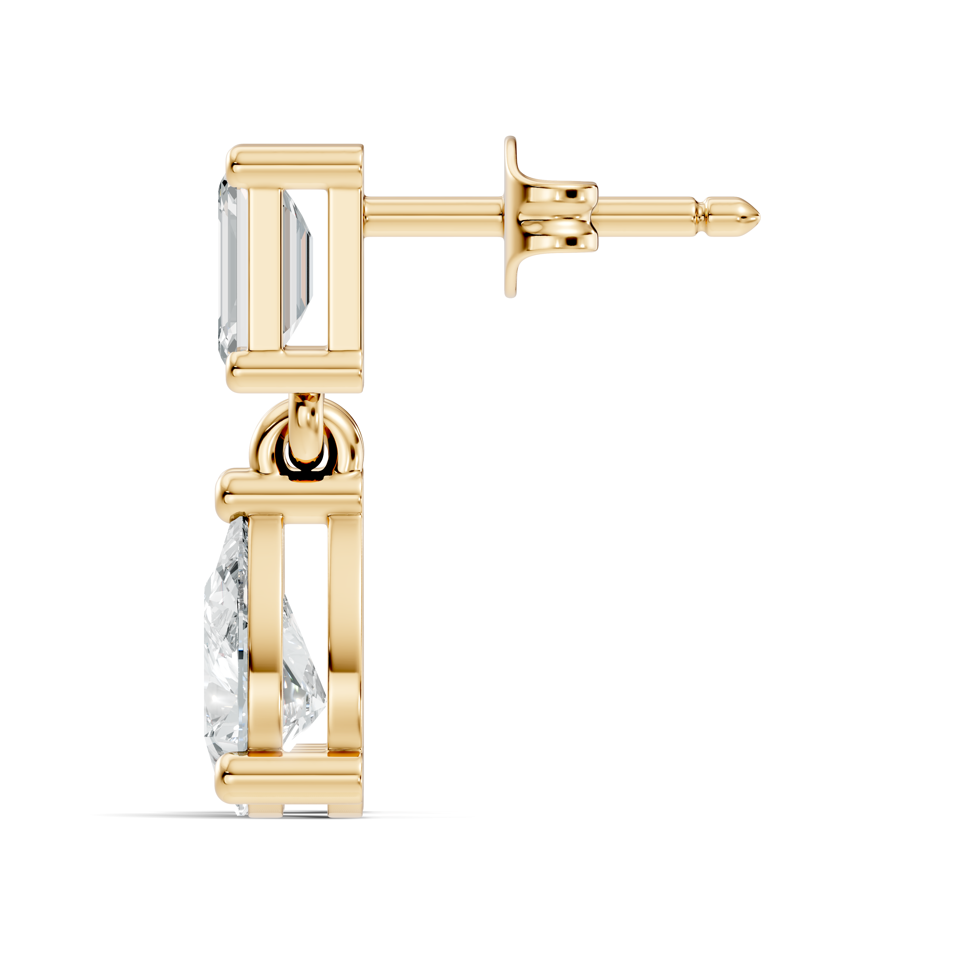 Emerald & Pear Cut Diamond Two-Stone Drop Earrings