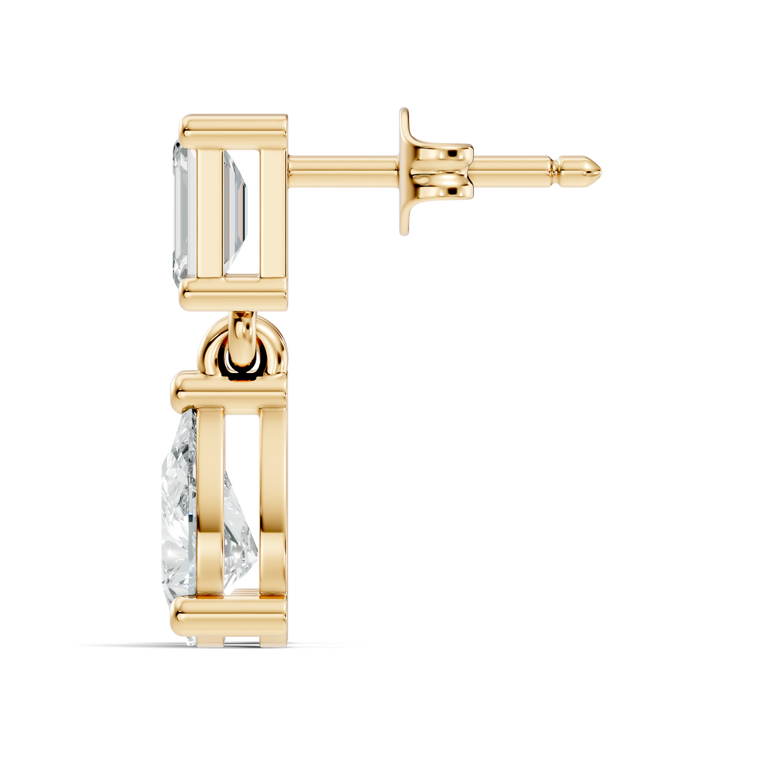 Emerald & Pear Cut Diamond Two-Stone Drop Earrings