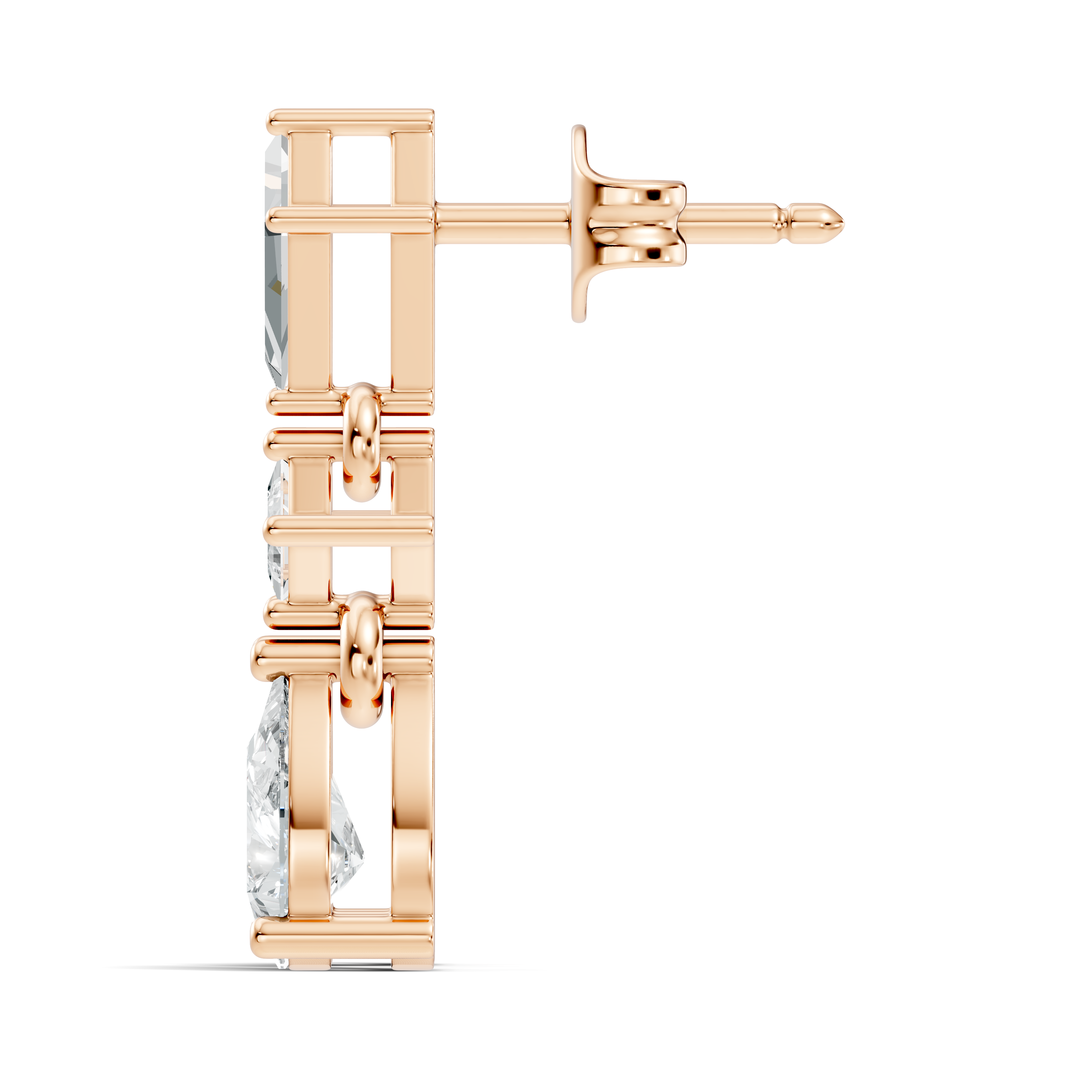 Kite, Princess & Pear Cut Diamond Geometric Linear Drop Earrings
