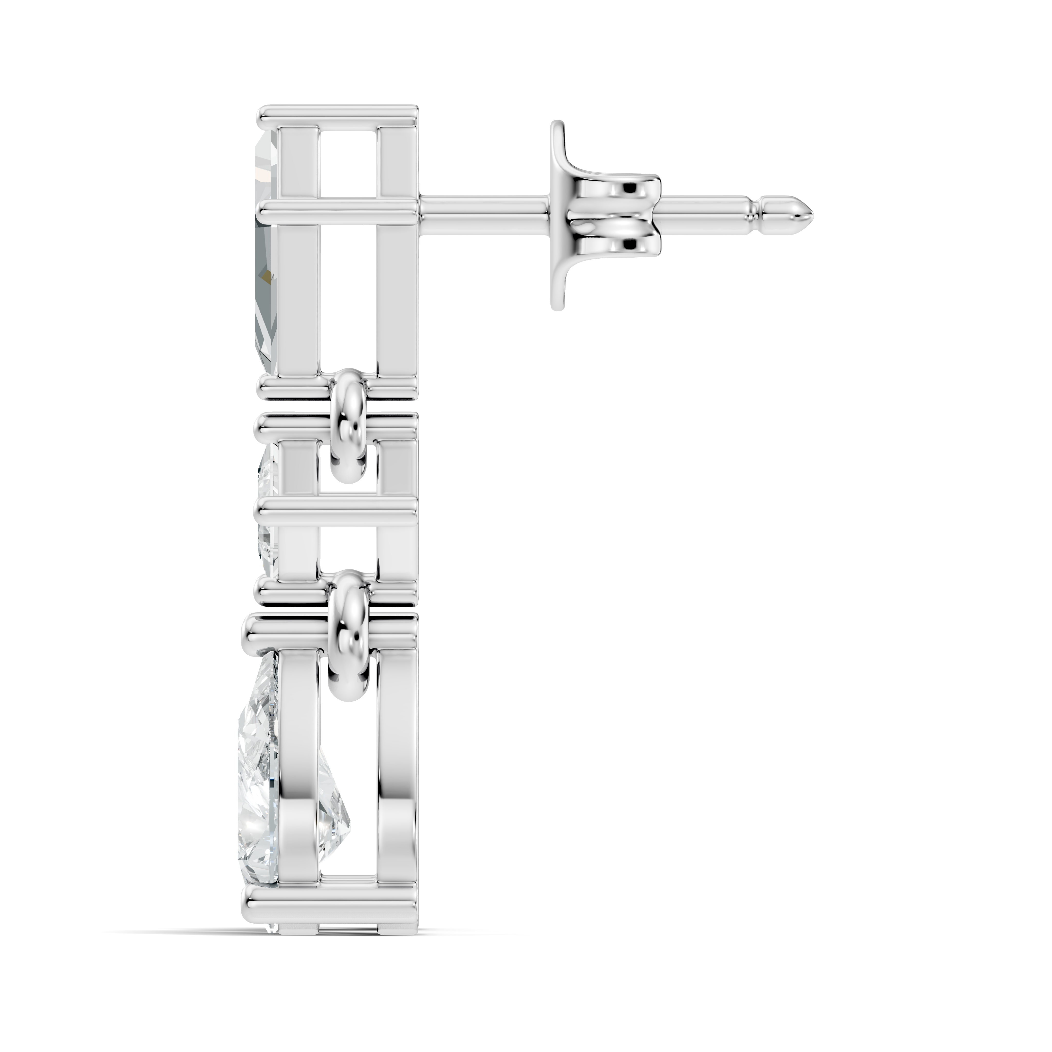 Kite, Princess & Pear Cut Diamond Geometric Linear Drop Earrings