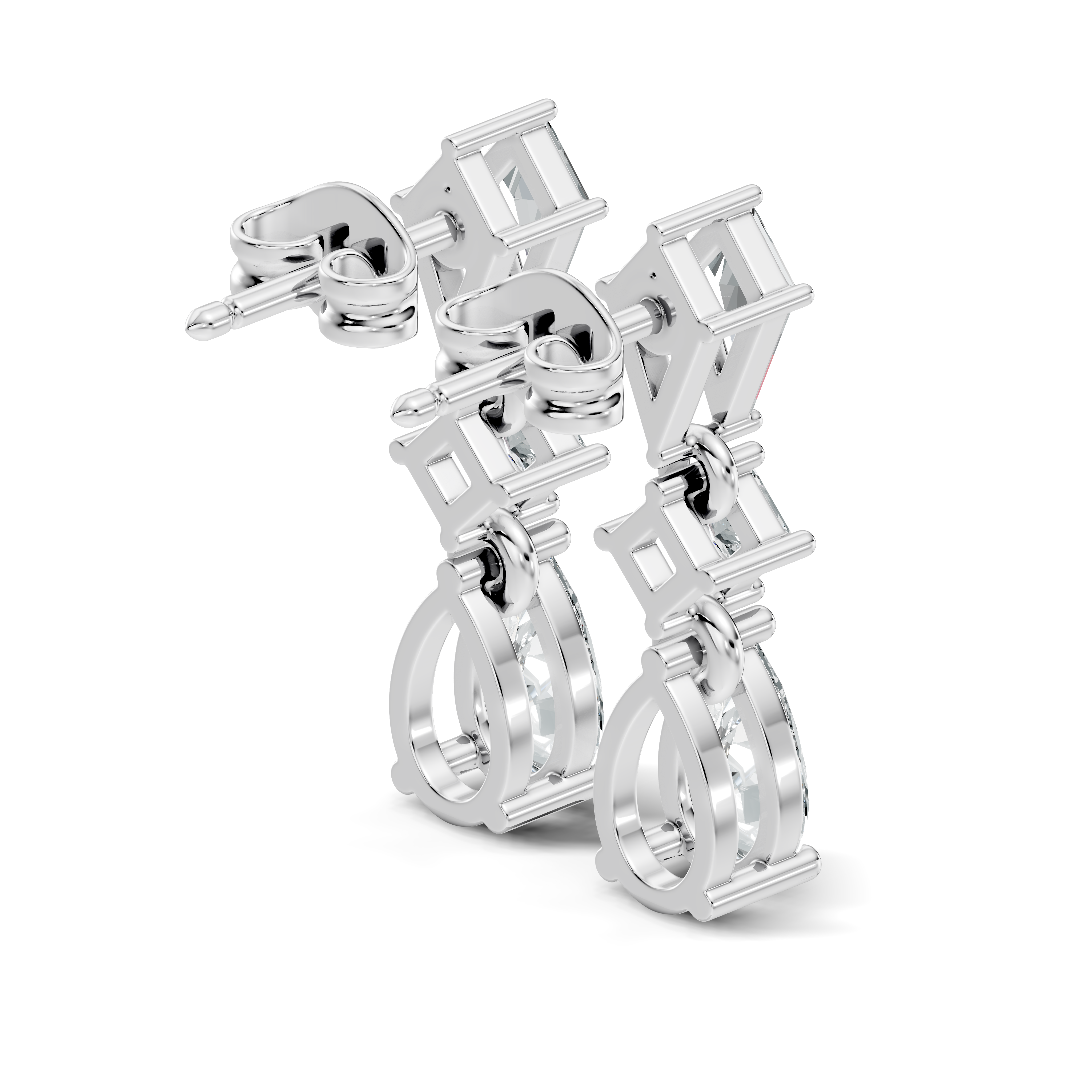 Kite, Princess & Pear Cut Diamond Geometric Linear Drop Earrings