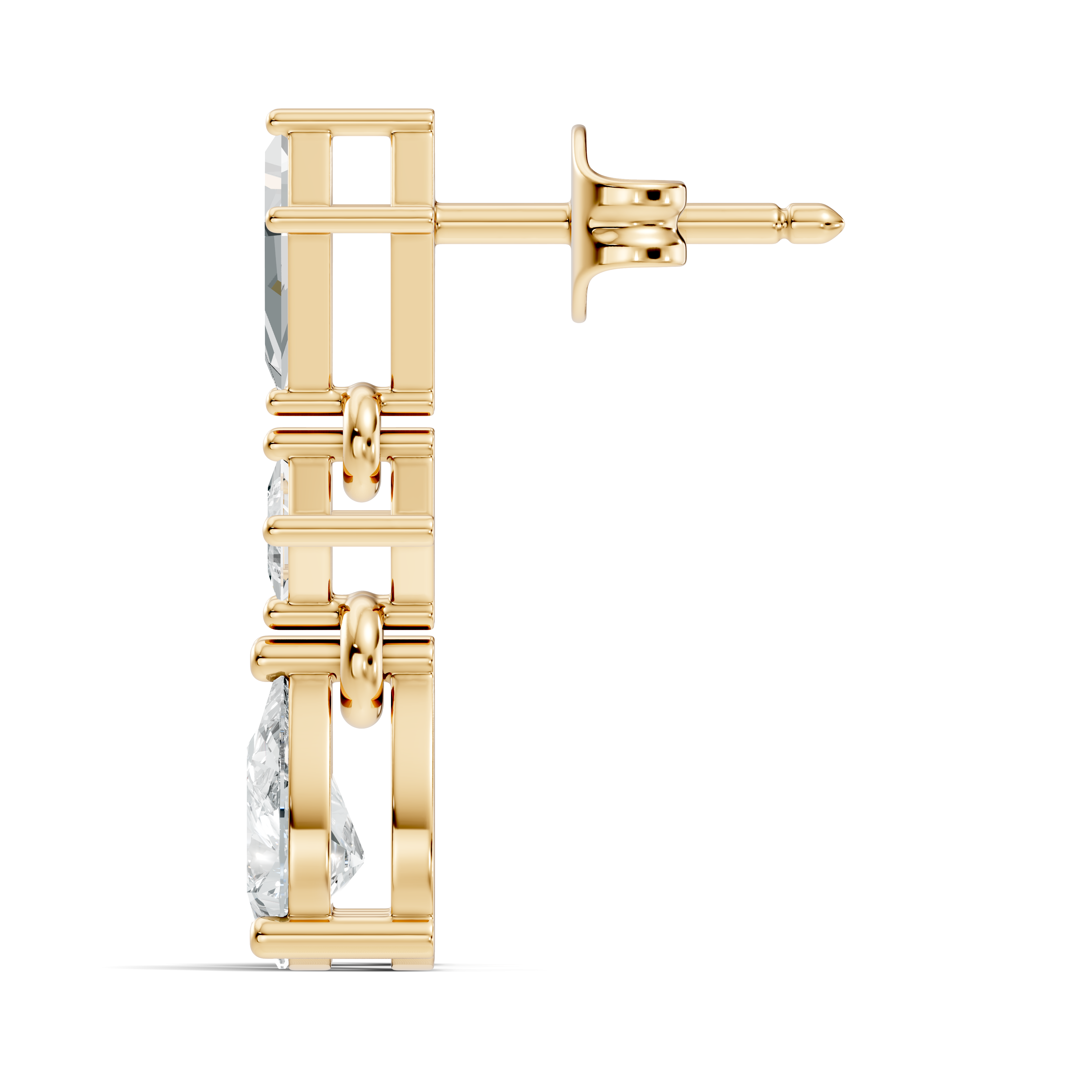 Kite, Princess & Pear Cut Diamond Geometric Linear Drop Earrings
