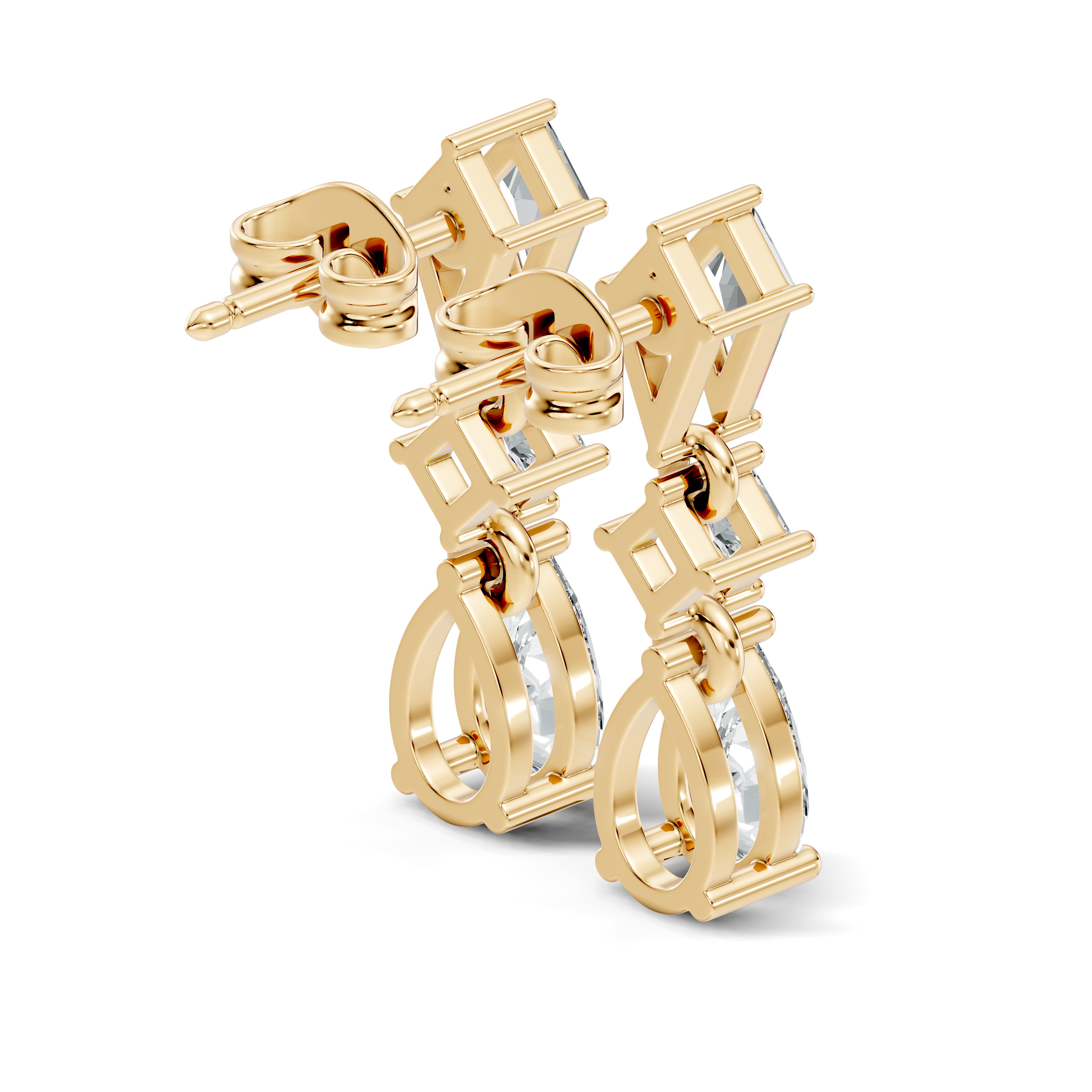 Kite, Princess & Pear Cut Diamond Geometric Linear Drop Earrings