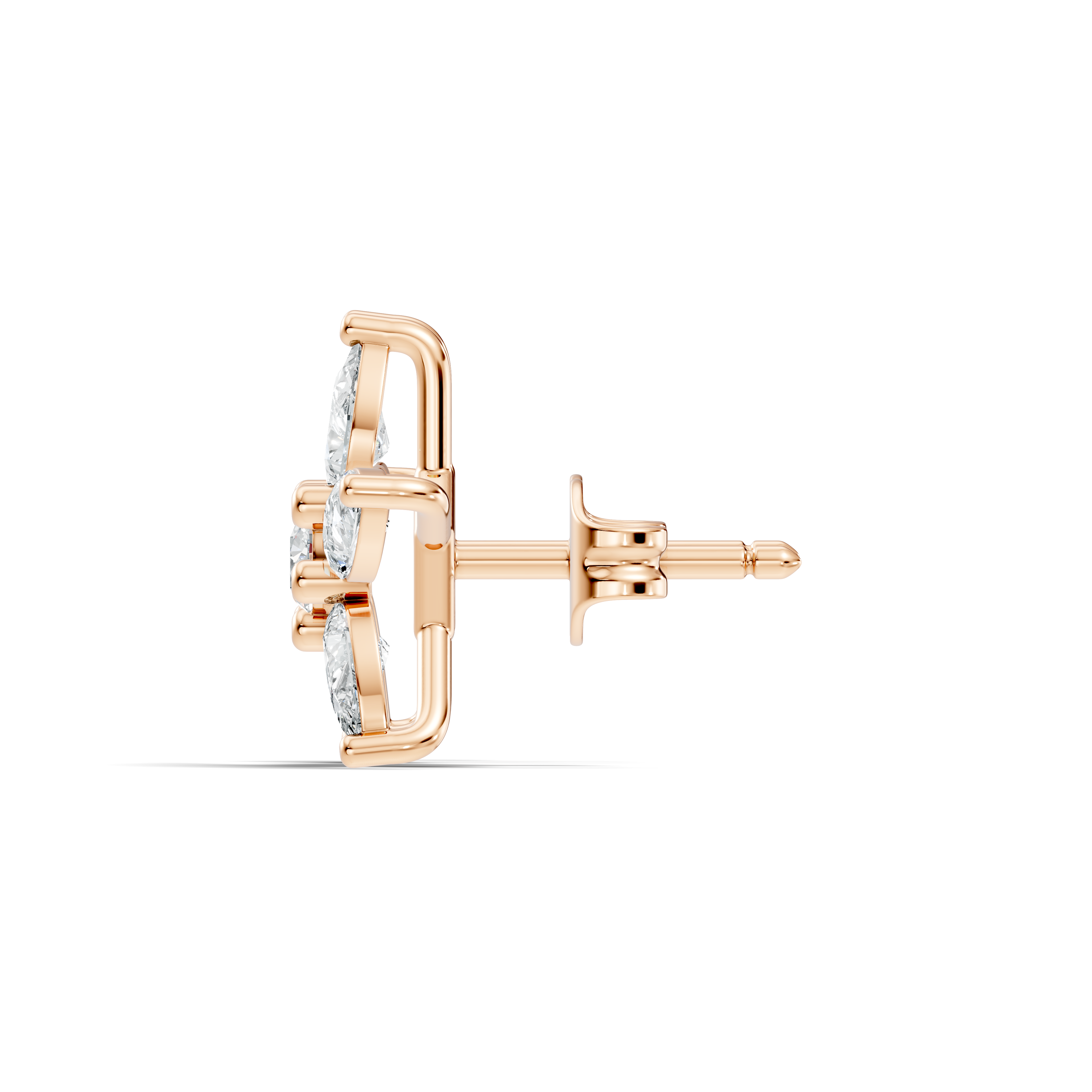 Pear & Round Diamond 5-Point Star Cluster Stud