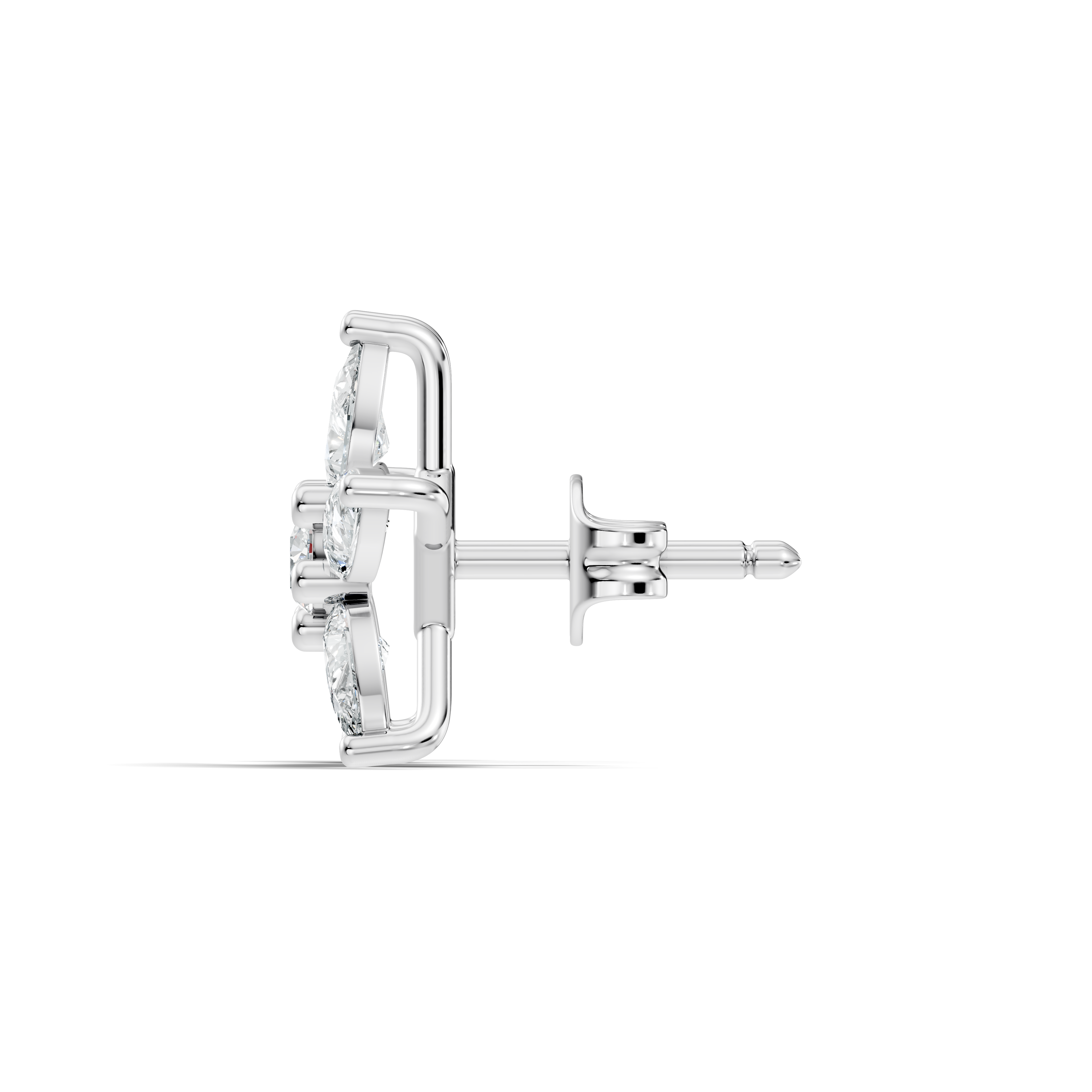 Pear & Round Diamond 5-Point Star Cluster Stud