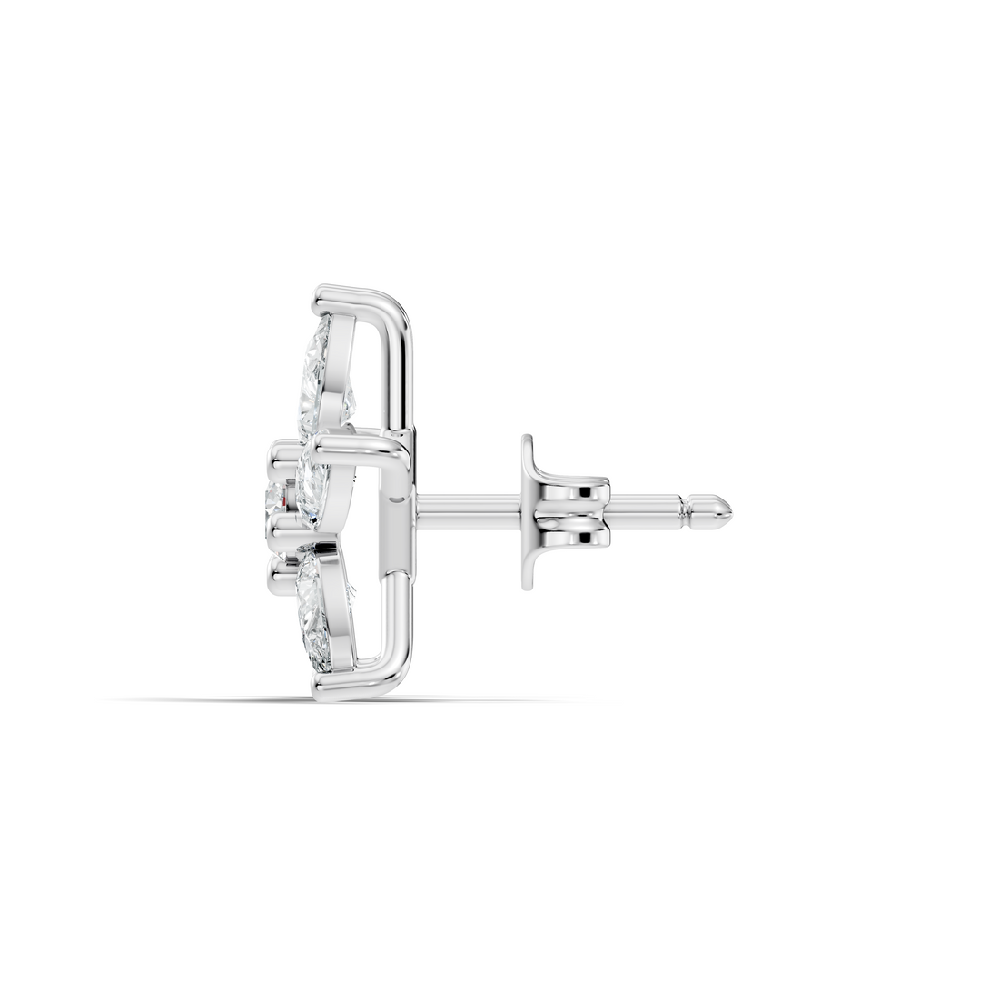 Pear & Round Diamond 5-Point Star Cluster Stud
