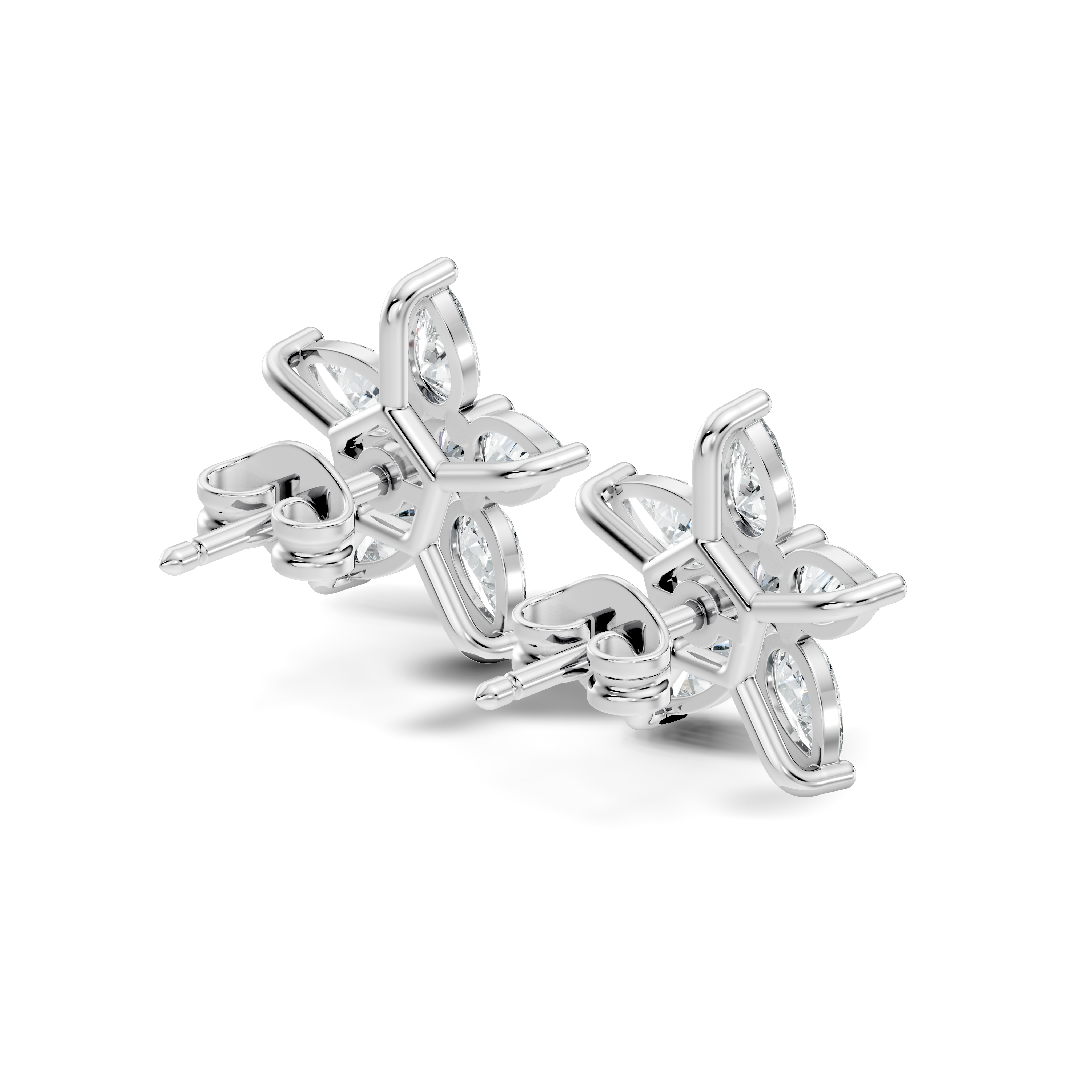 Pear & Round Diamond 5-Point Star Cluster Stud