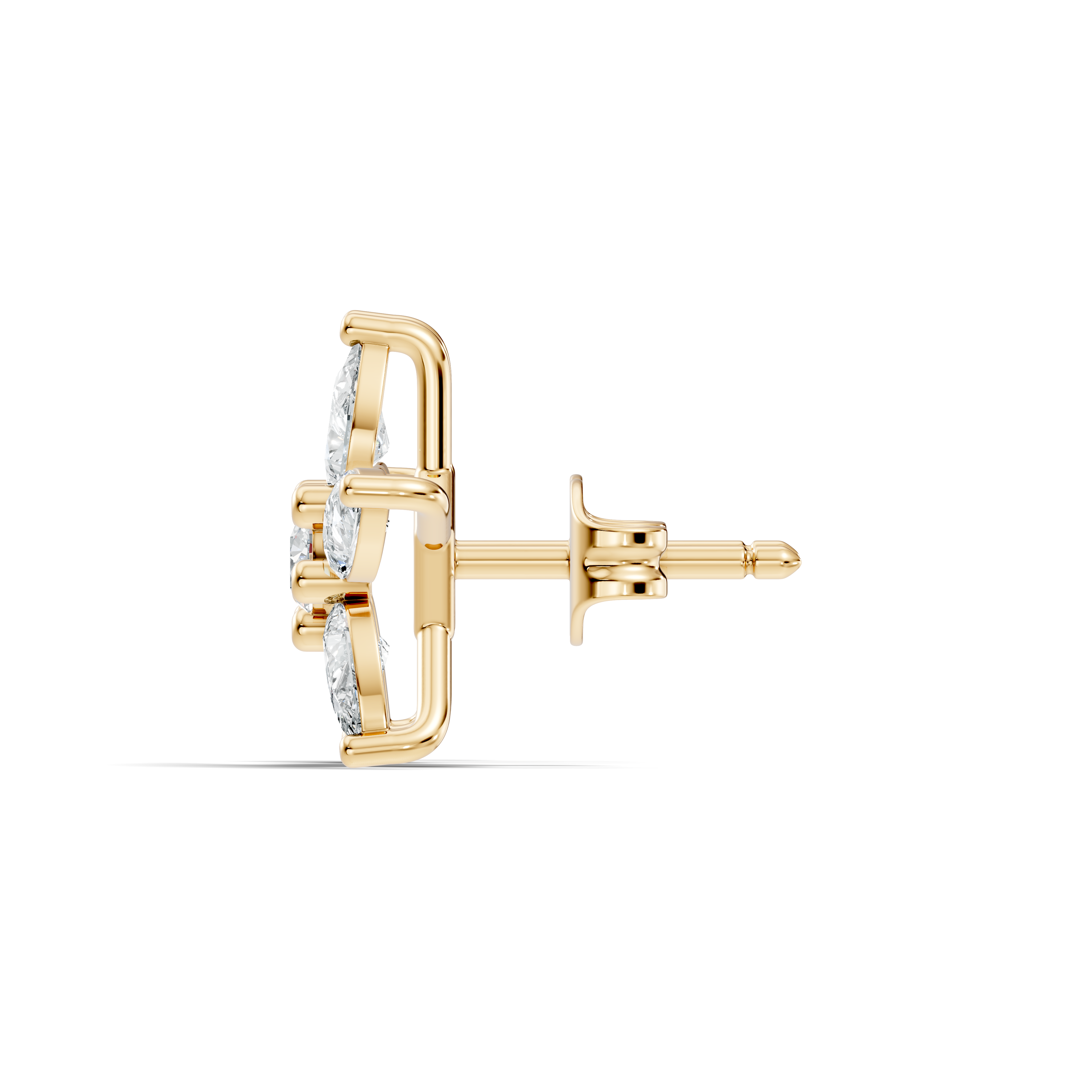 Pear & Round Diamond 5-Point Star Cluster Stud