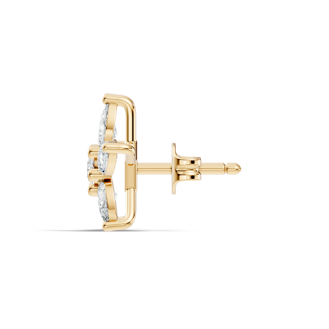 Pear & Round Diamond 5-Point Star Cluster Stud