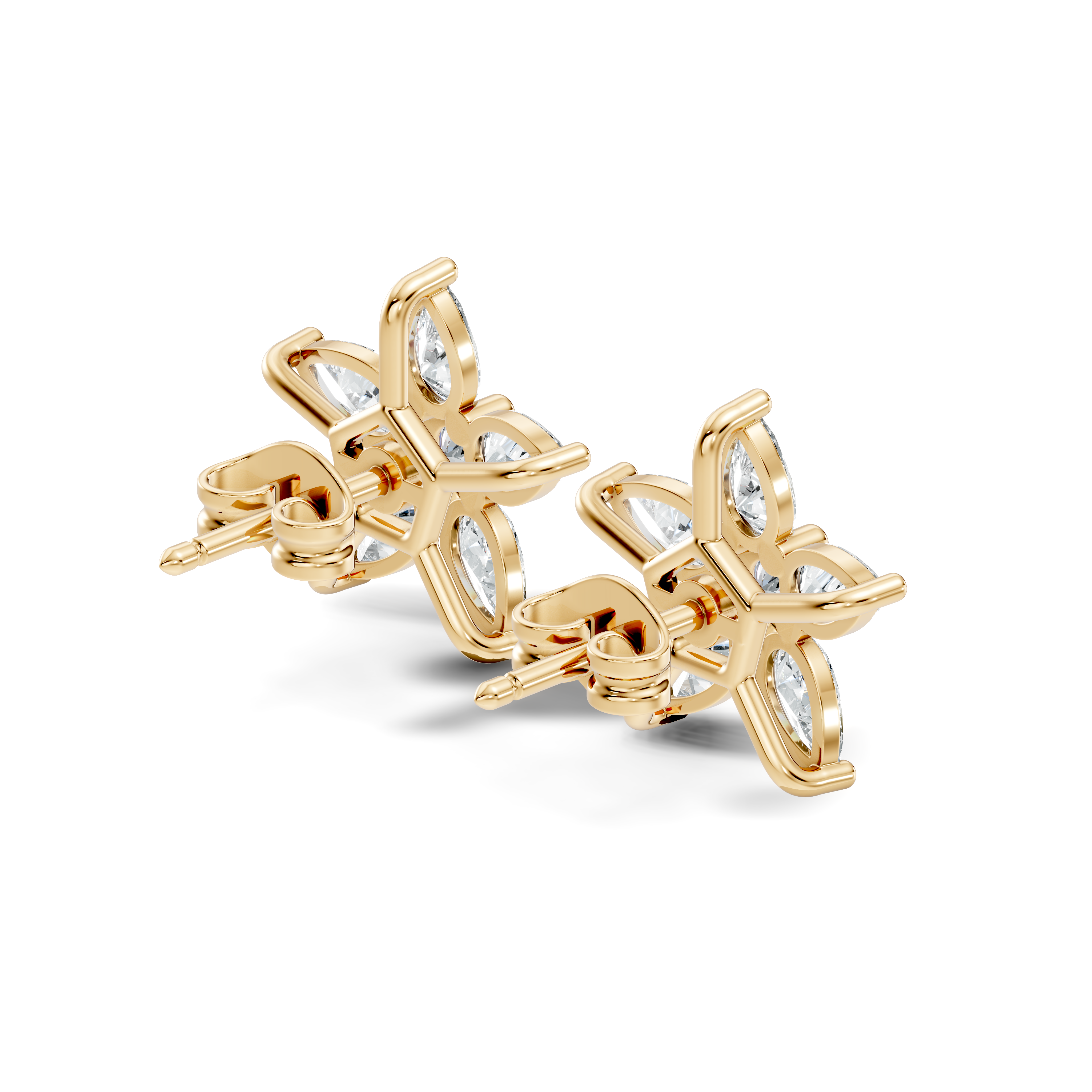 Pear & Round Diamond 5-Point Star Cluster Stud
