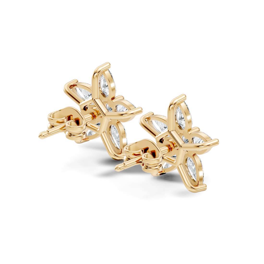 Pear & Round Diamond 5-Point Star Cluster Stud