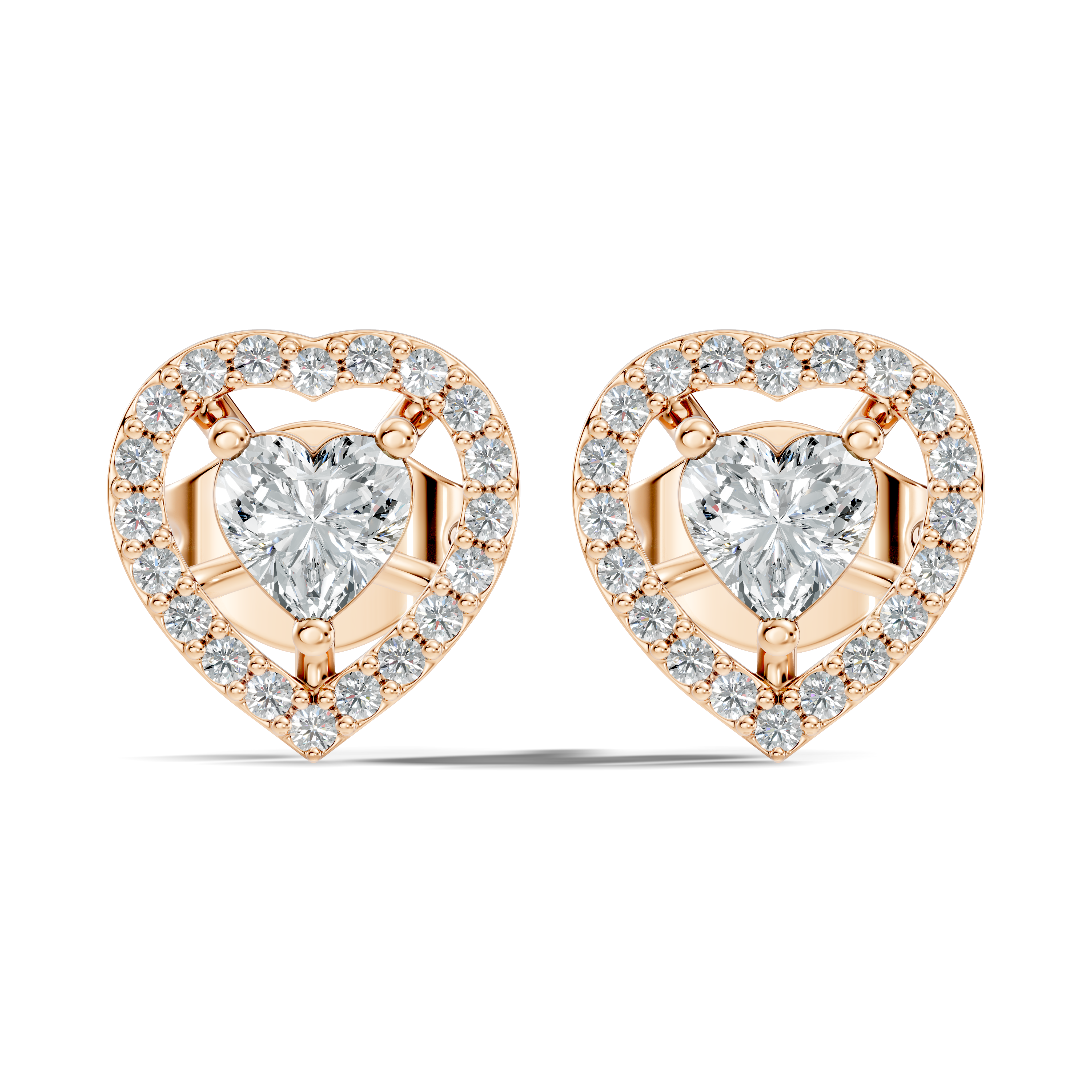 Heart Cut Diamond Floating Open Halo Stud