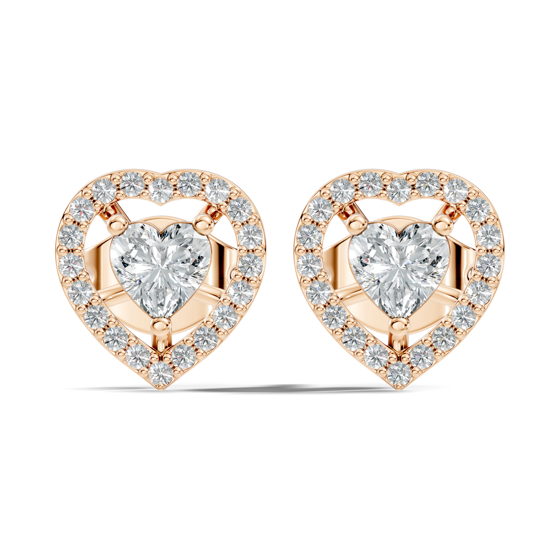 Heart Cut Diamond Floating Open Halo Stud