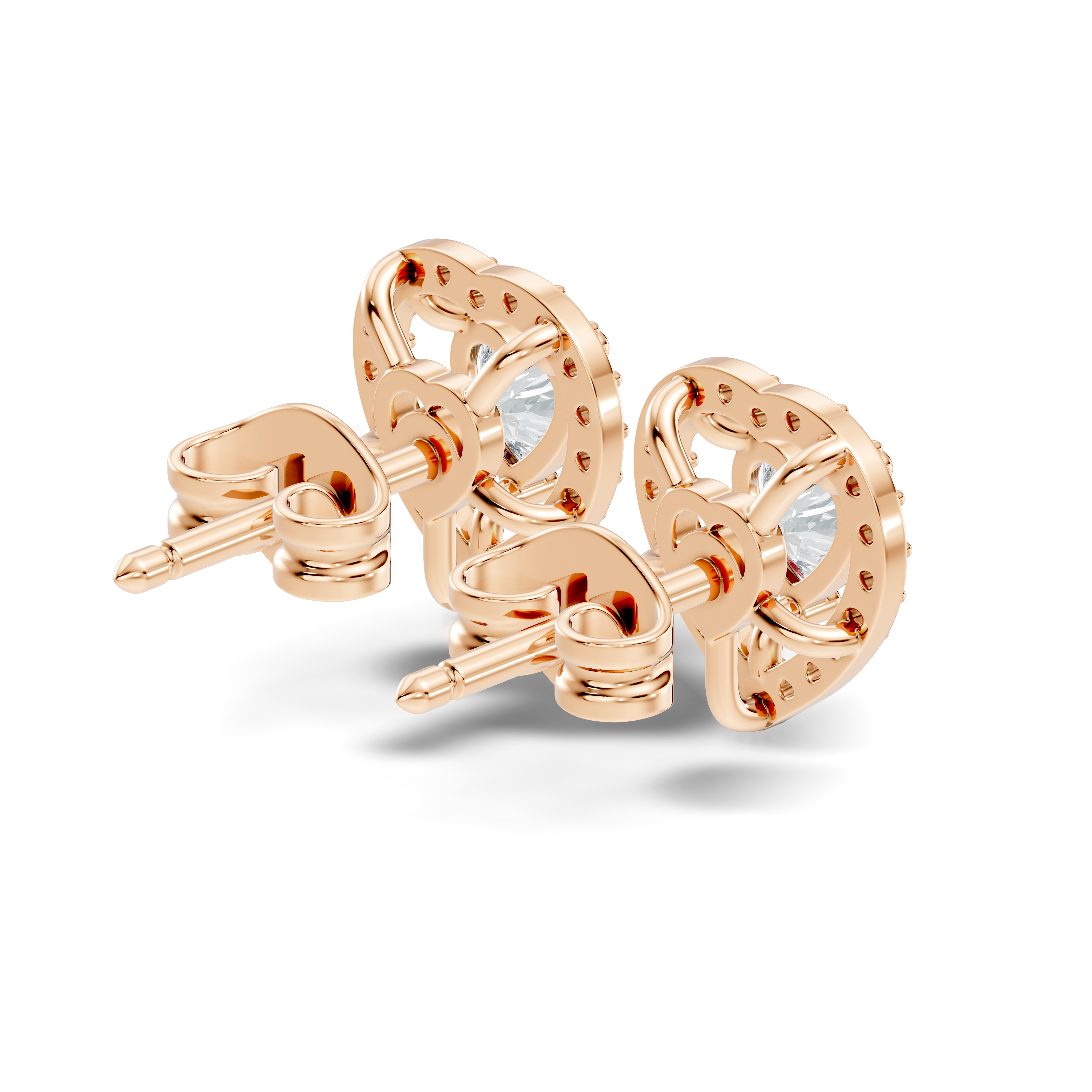 Heart Cut Diamond Floating Open Halo Stud