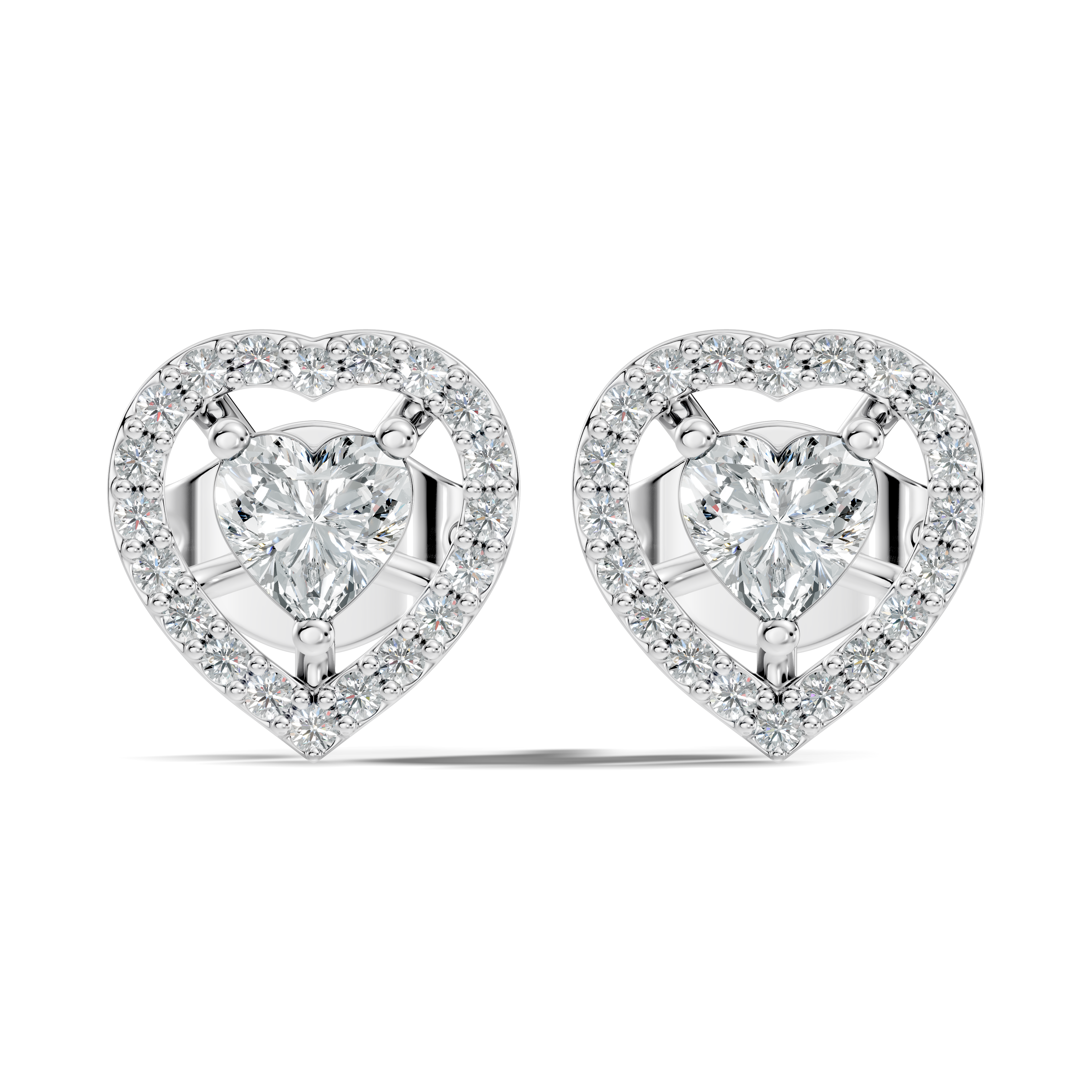 Heart Cut Diamond Floating Open Halo Stud