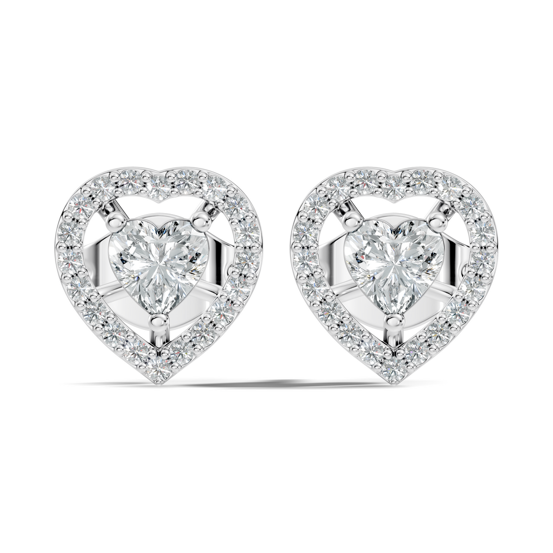 Heart Cut Diamond Floating Open Halo Stud