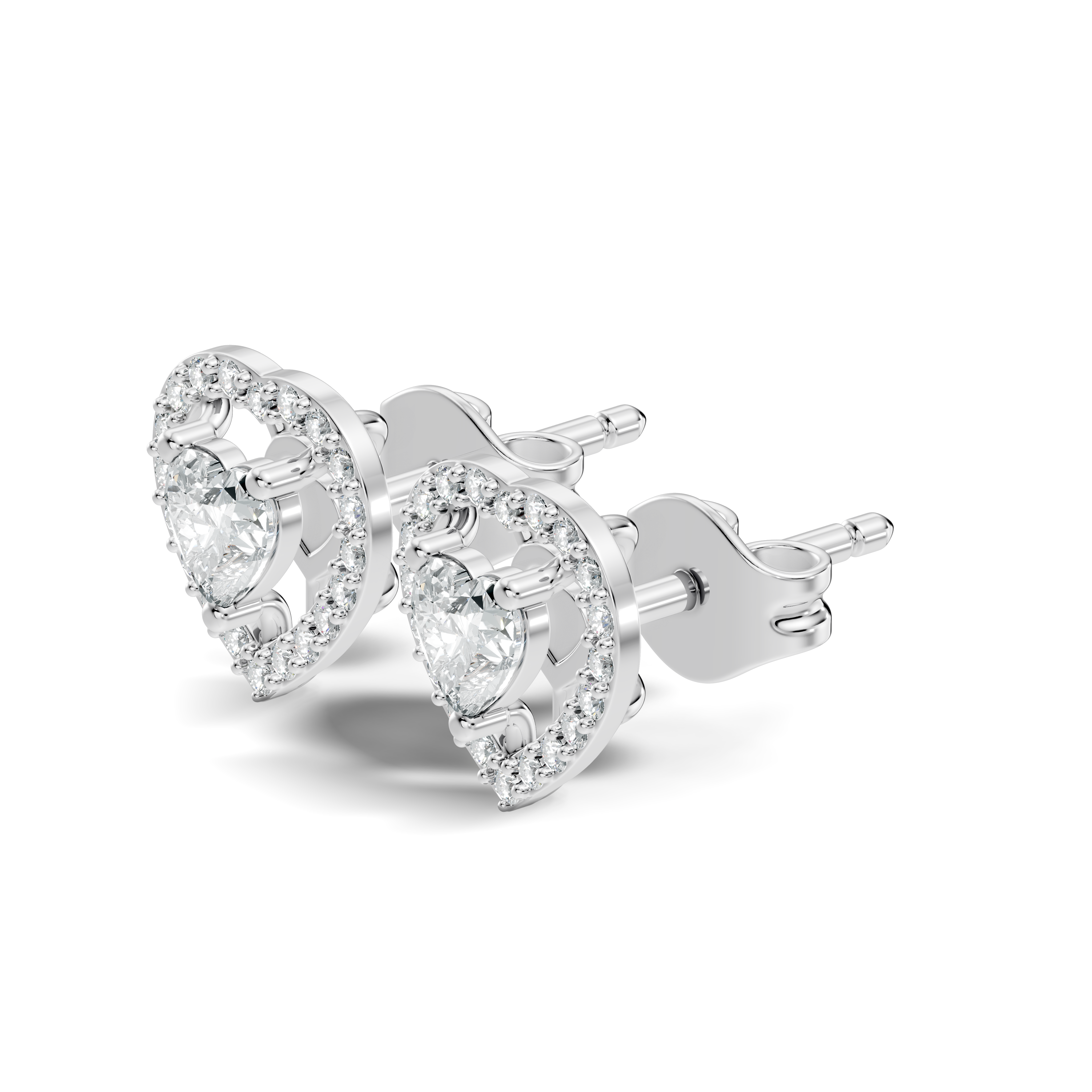 Heart Cut Diamond Floating Open Halo Stud