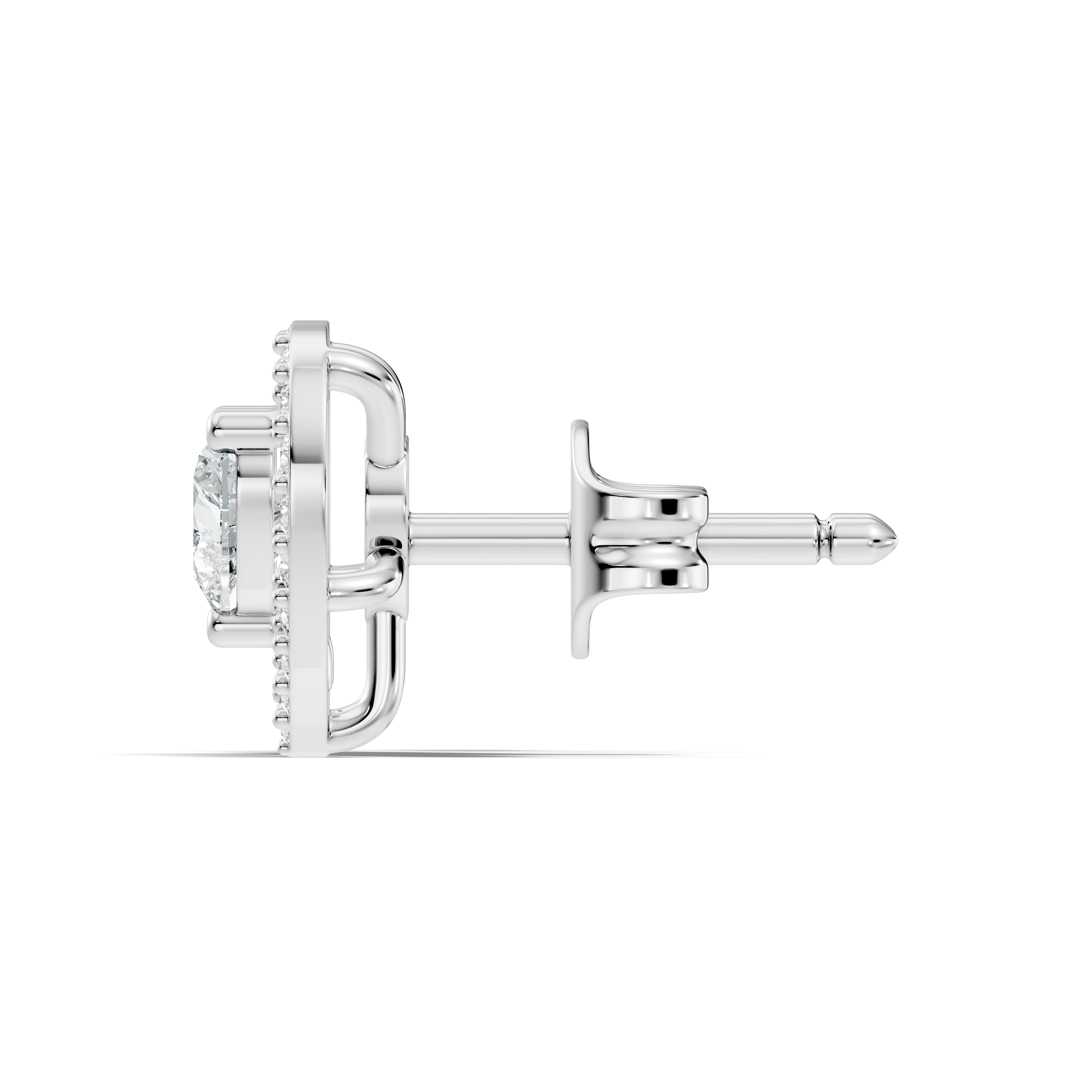Heart Cut Diamond Floating Open Halo Stud
