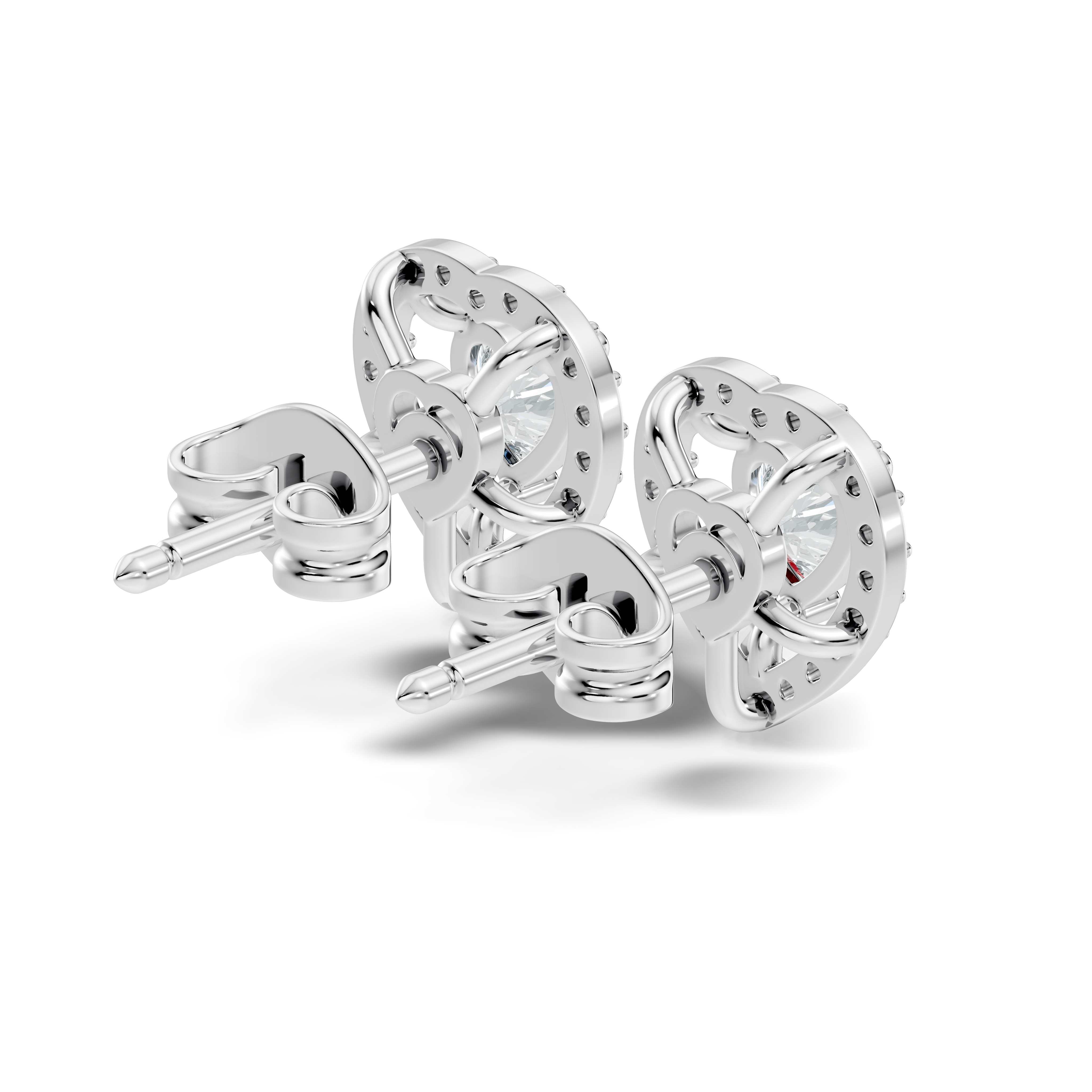 Heart Cut Diamond Floating Open Halo Stud