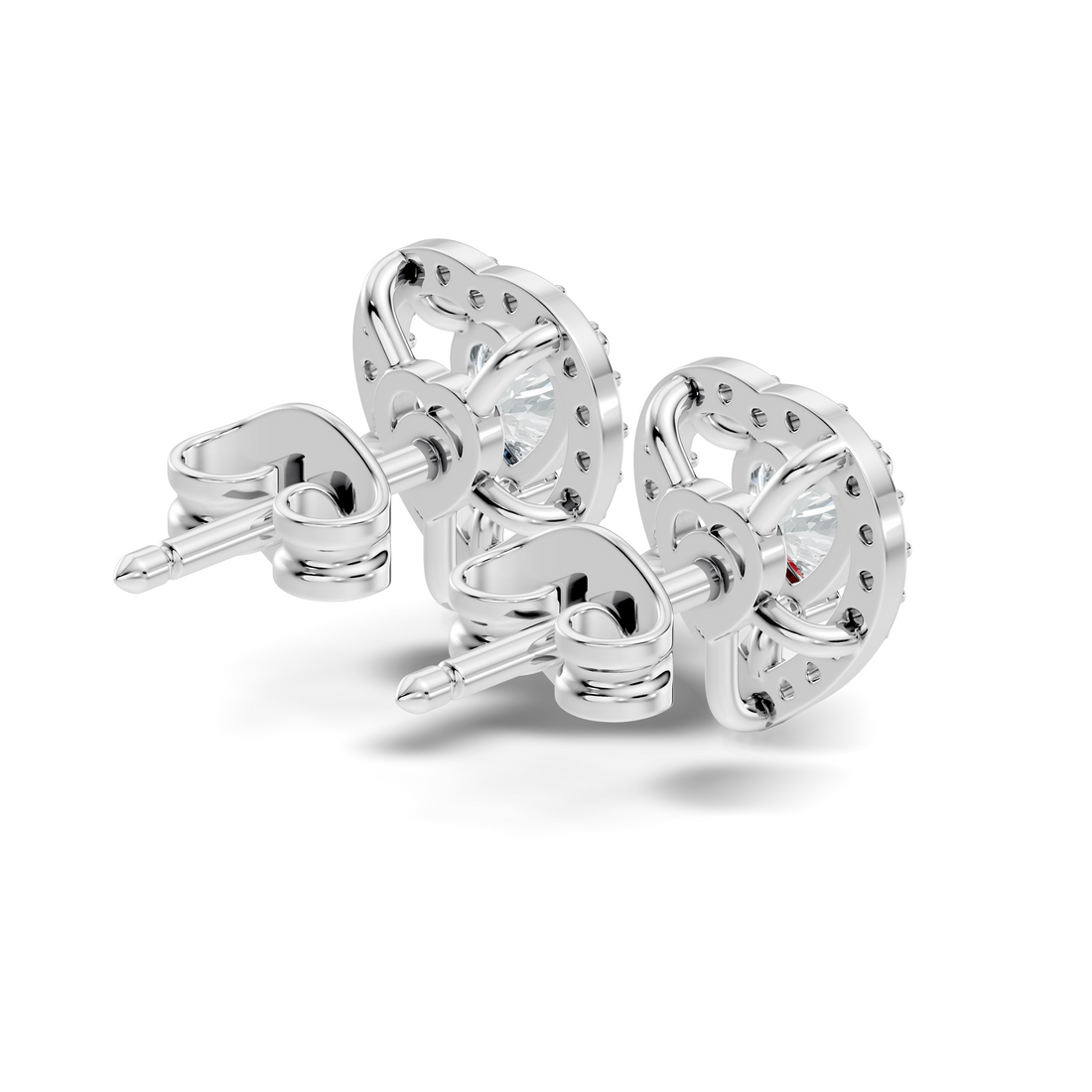 Heart Cut Diamond Floating Open Halo Stud