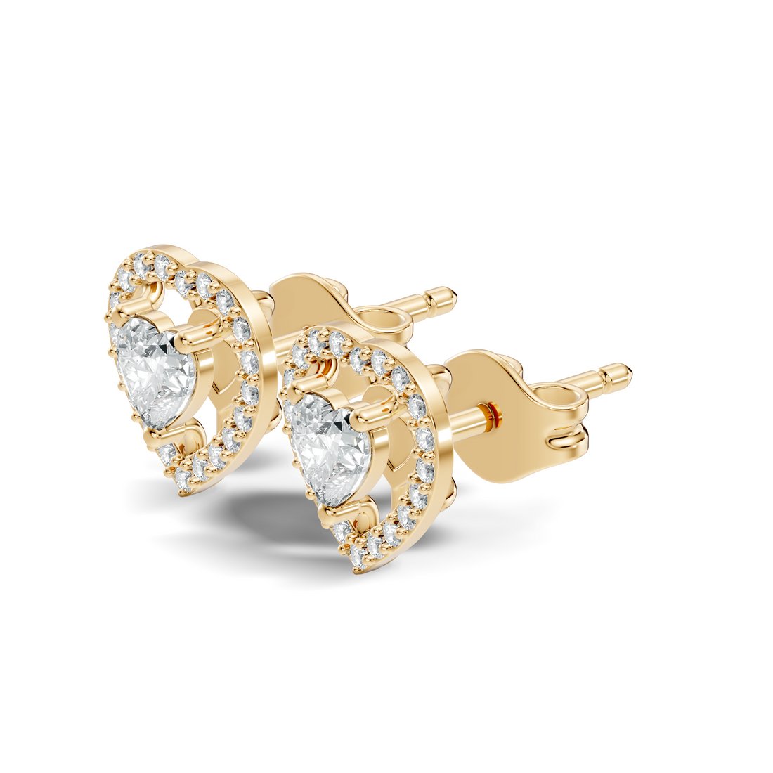 Heart Cut Diamond Floating Open Halo Stud