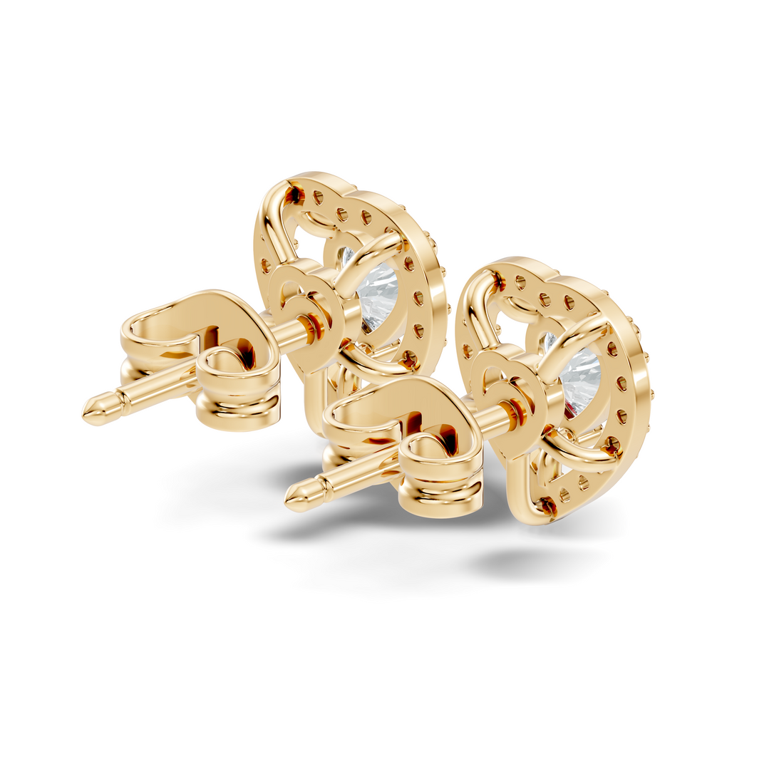 Heart Cut Diamond Floating Open Halo Stud