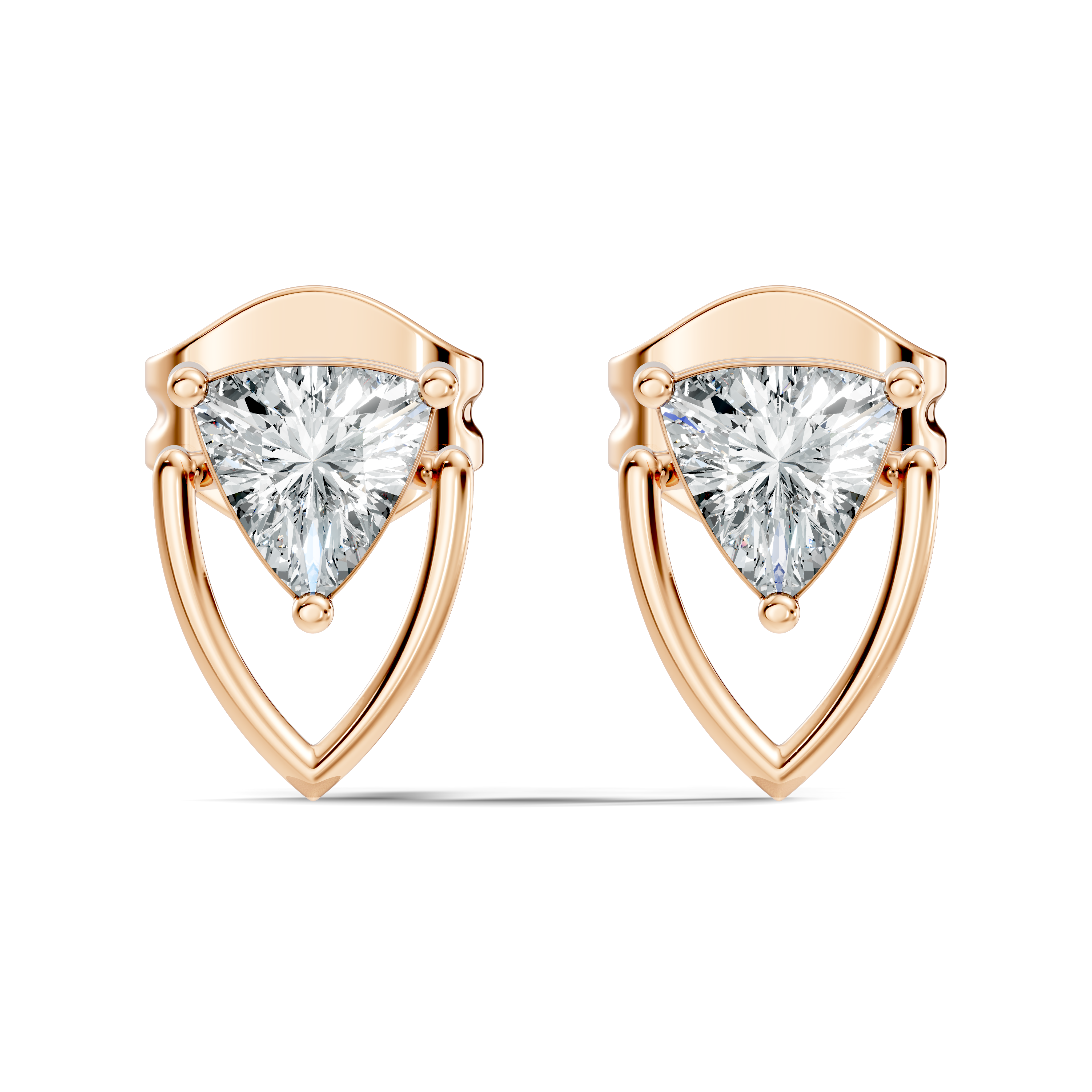 Trillion Cut Diamond Geometric Open Frame Stud