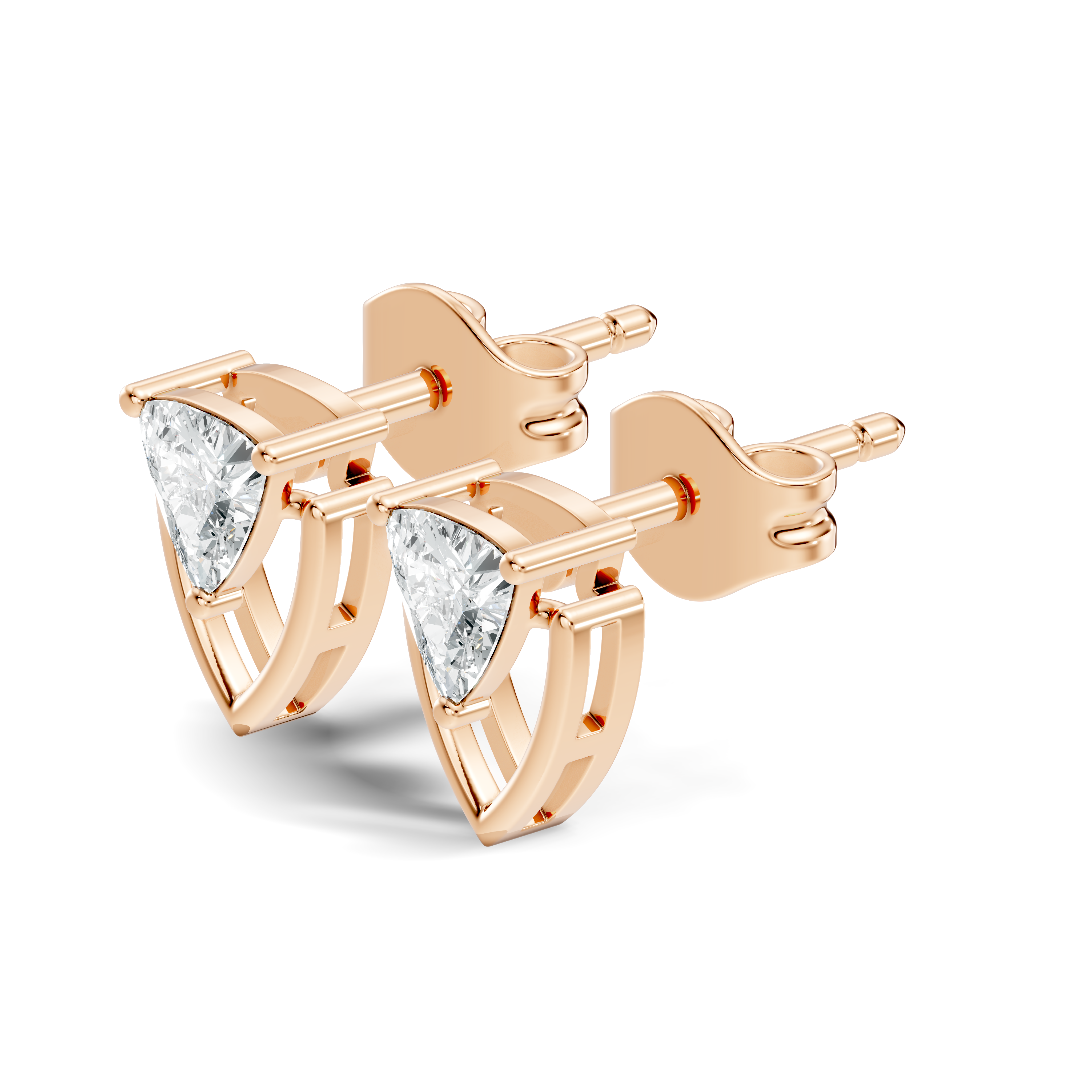 Trillion Cut Diamond Geometric Open Frame Stud