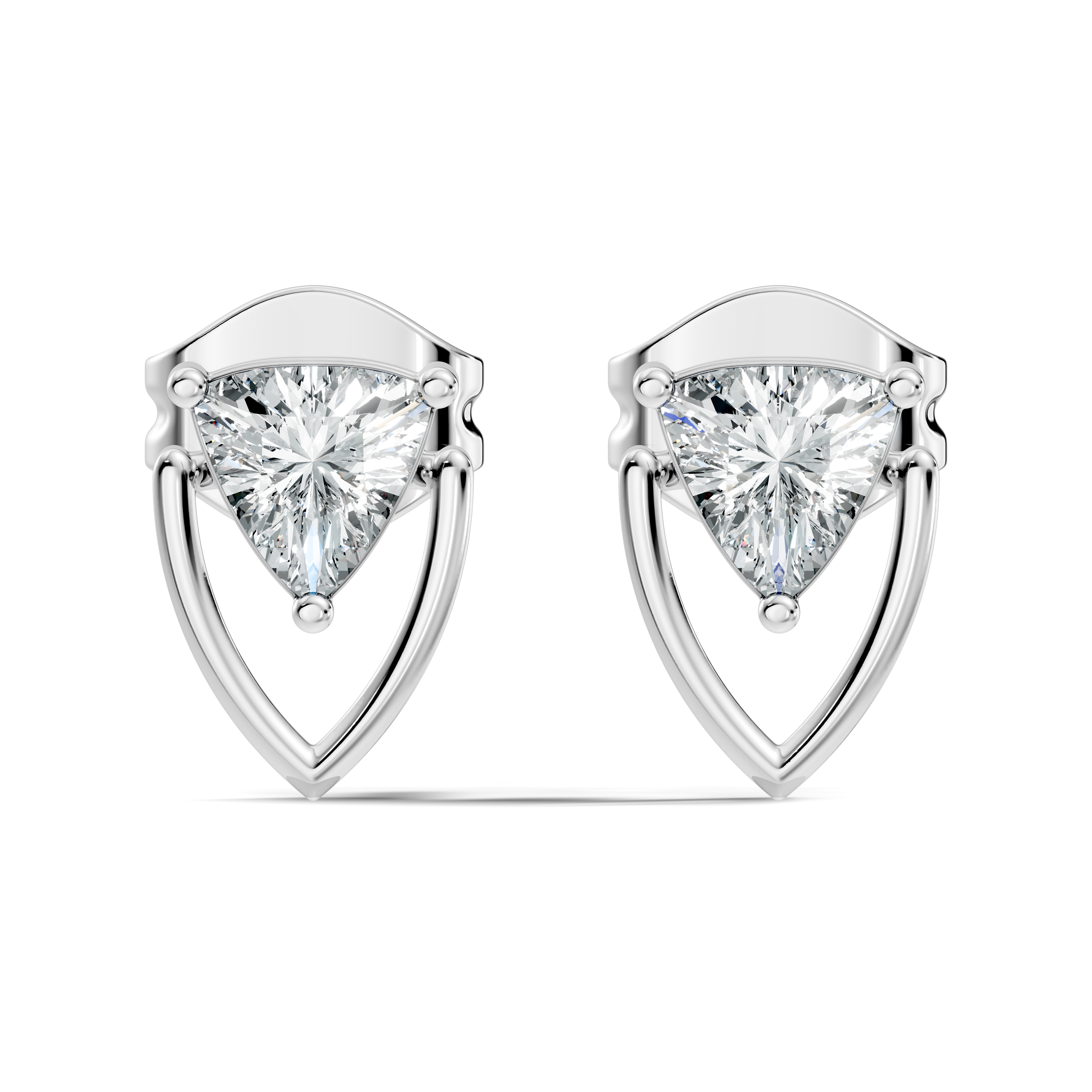 Trillion Cut Diamond Geometric Open Frame Stud