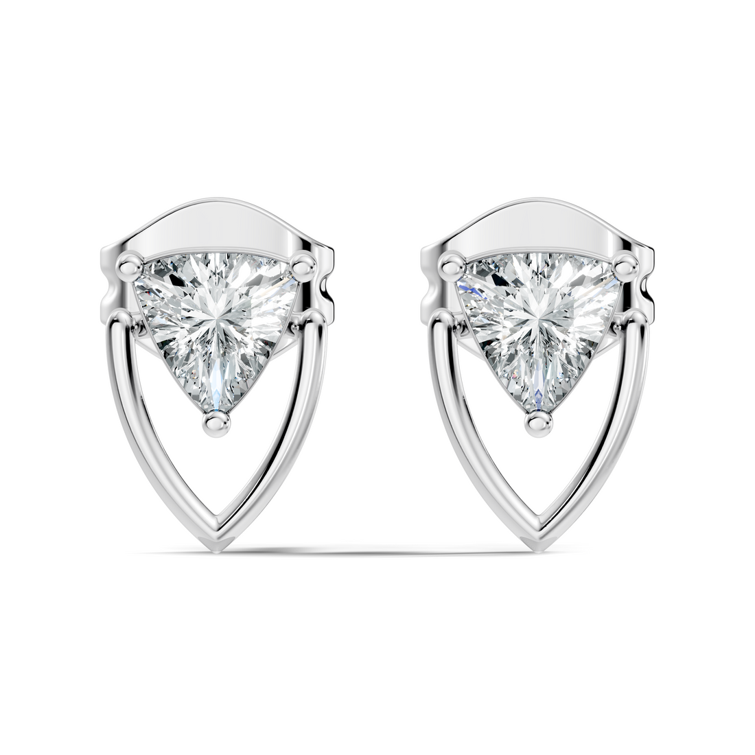 Trillion Cut Diamond Geometric Open Frame Stud