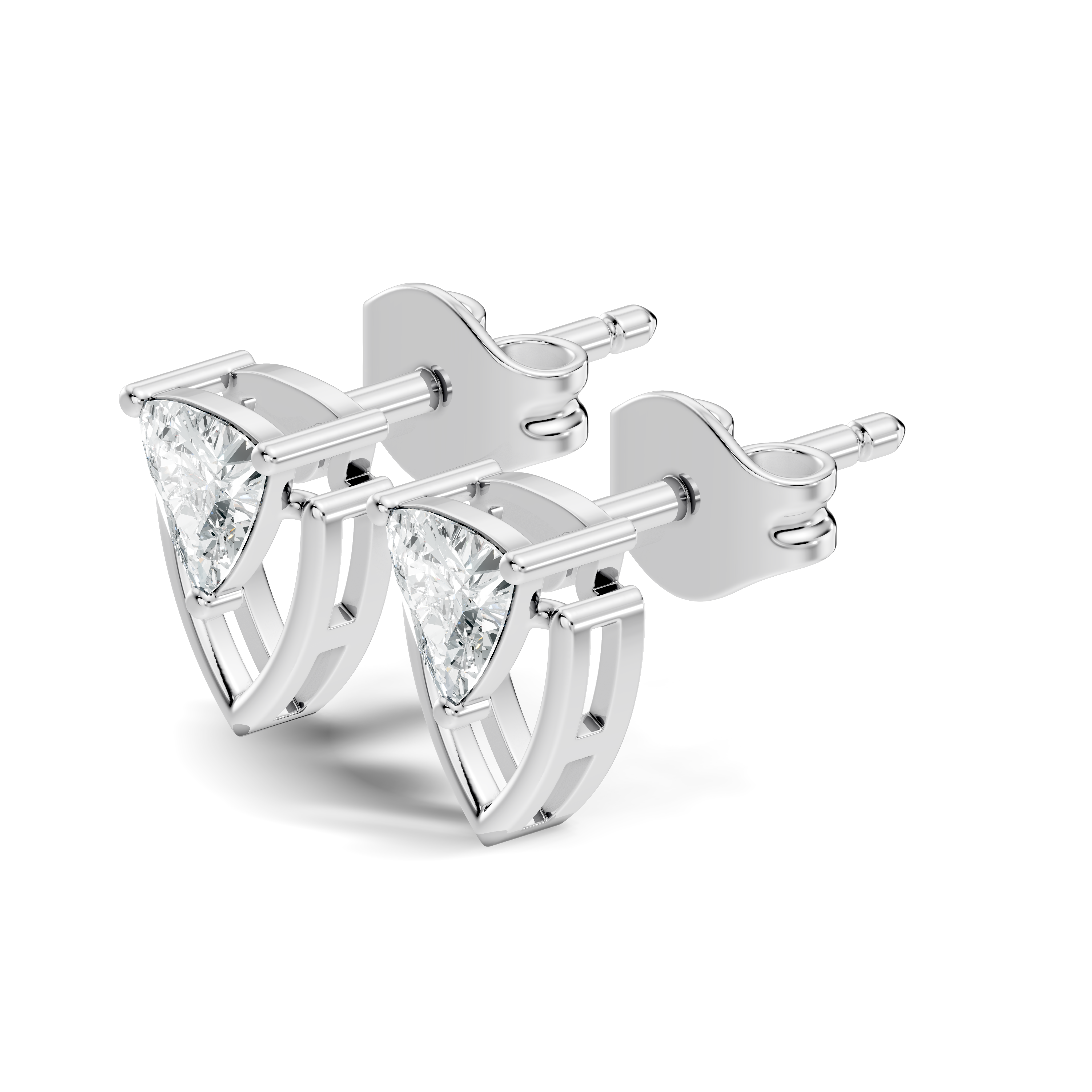 Trillion Cut Diamond Geometric Open Frame Stud