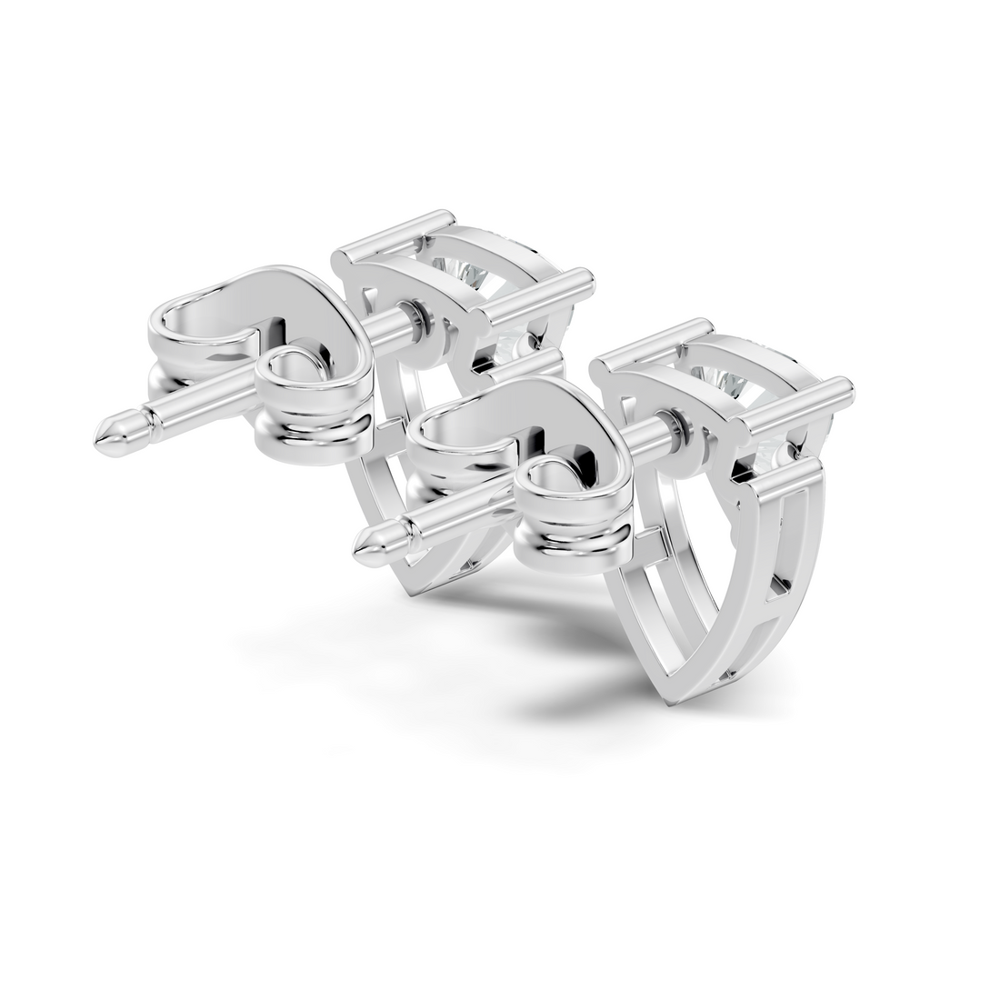 Trillion Cut Diamond Geometric Open Frame Stud