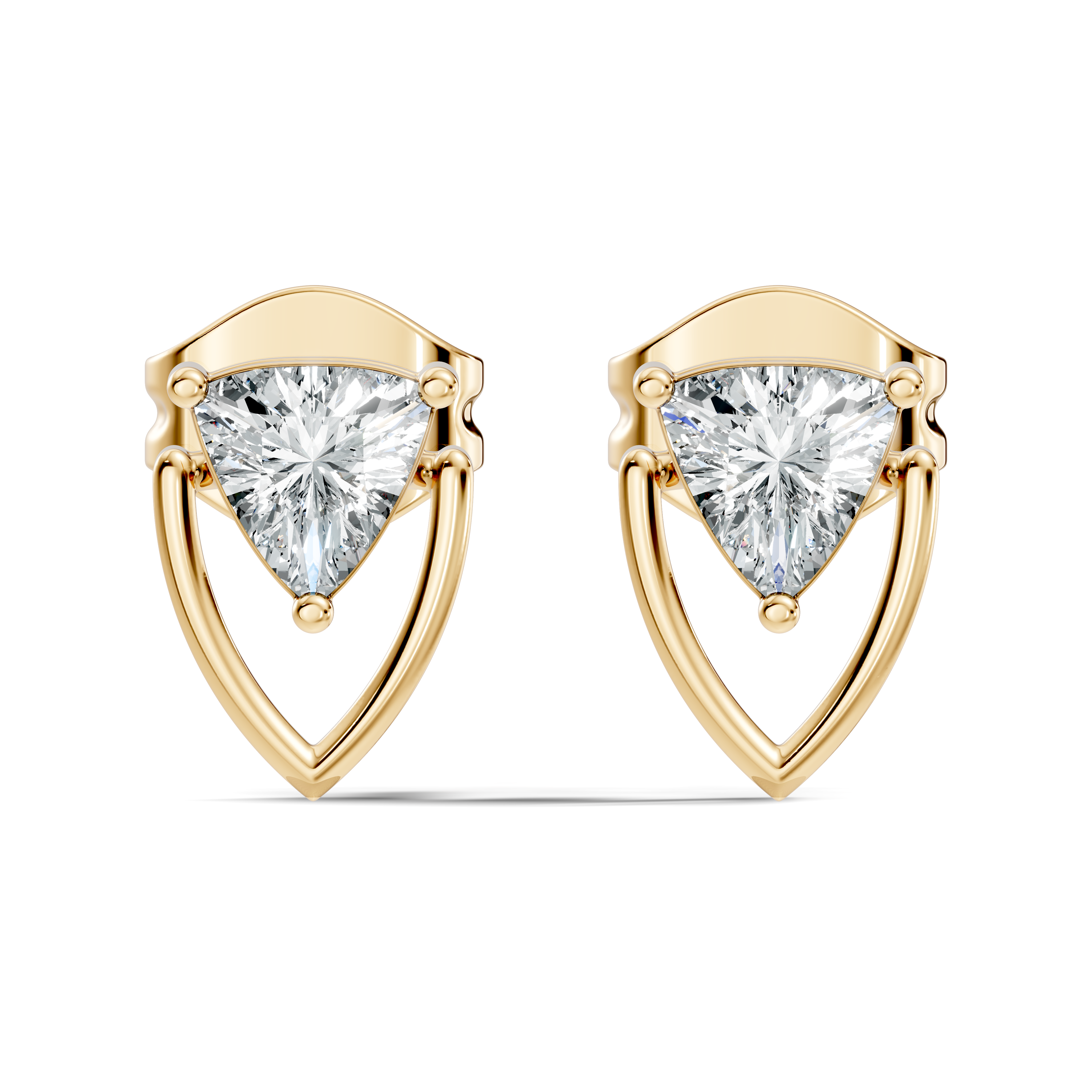 Trillion Cut Diamond Geometric Open Frame Stud