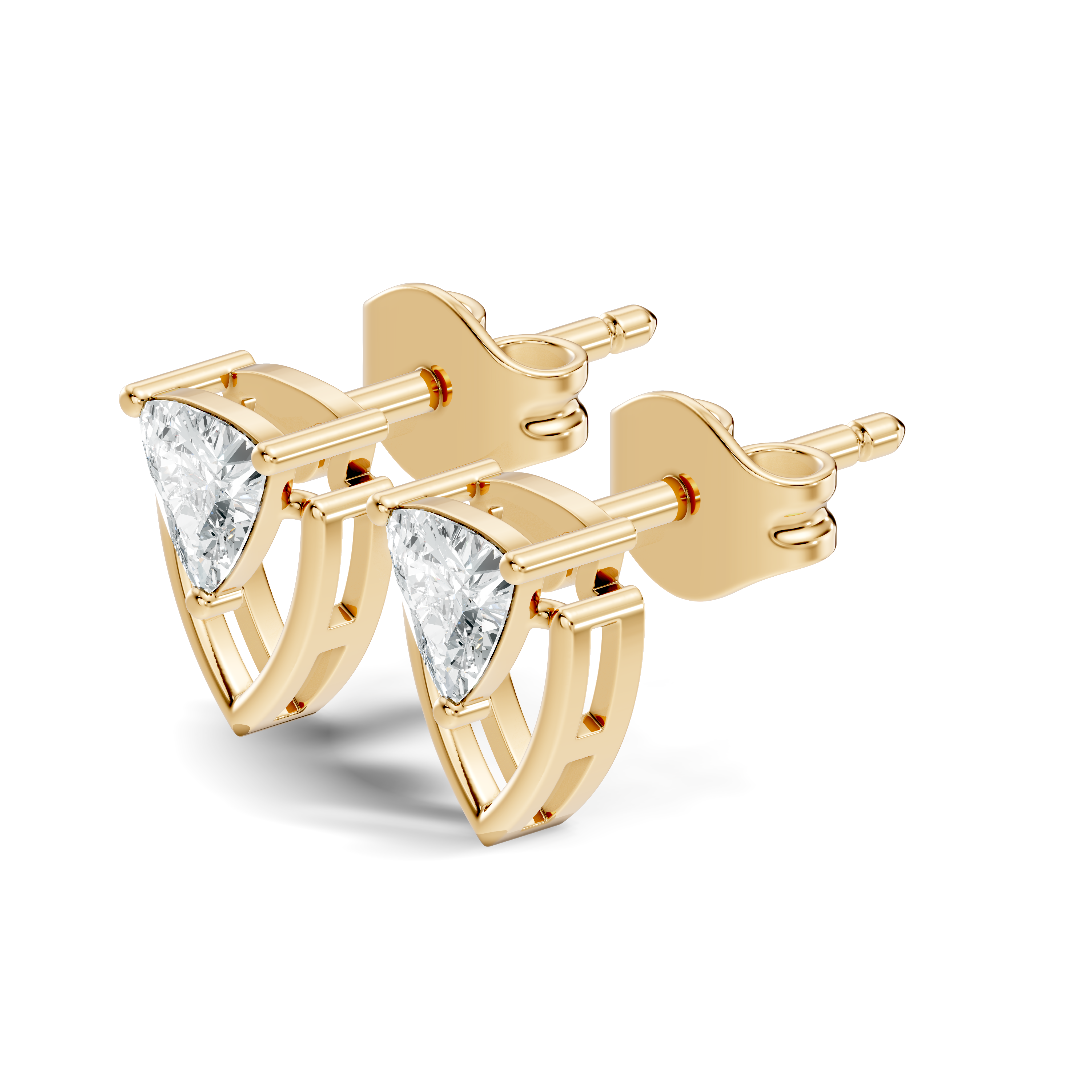 Trillion Cut Diamond Geometric Open Frame Stud