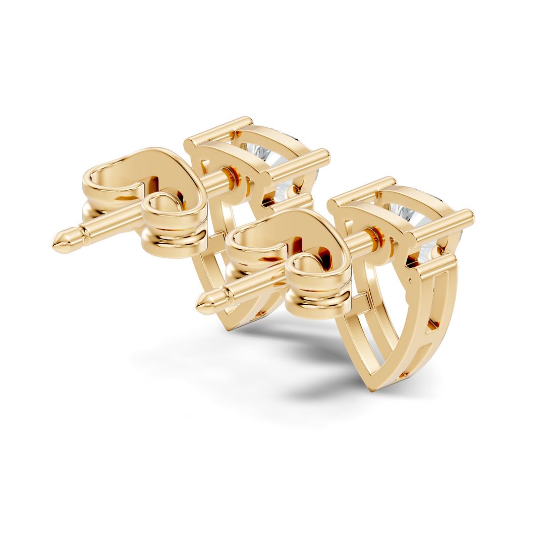 Trillion Cut Diamond Geometric Open Frame Stud