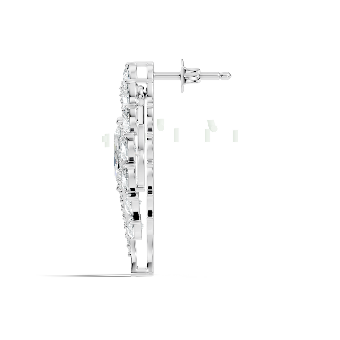 Marquise & Pear Cut Diamond Leaf Openwork Statement Stud