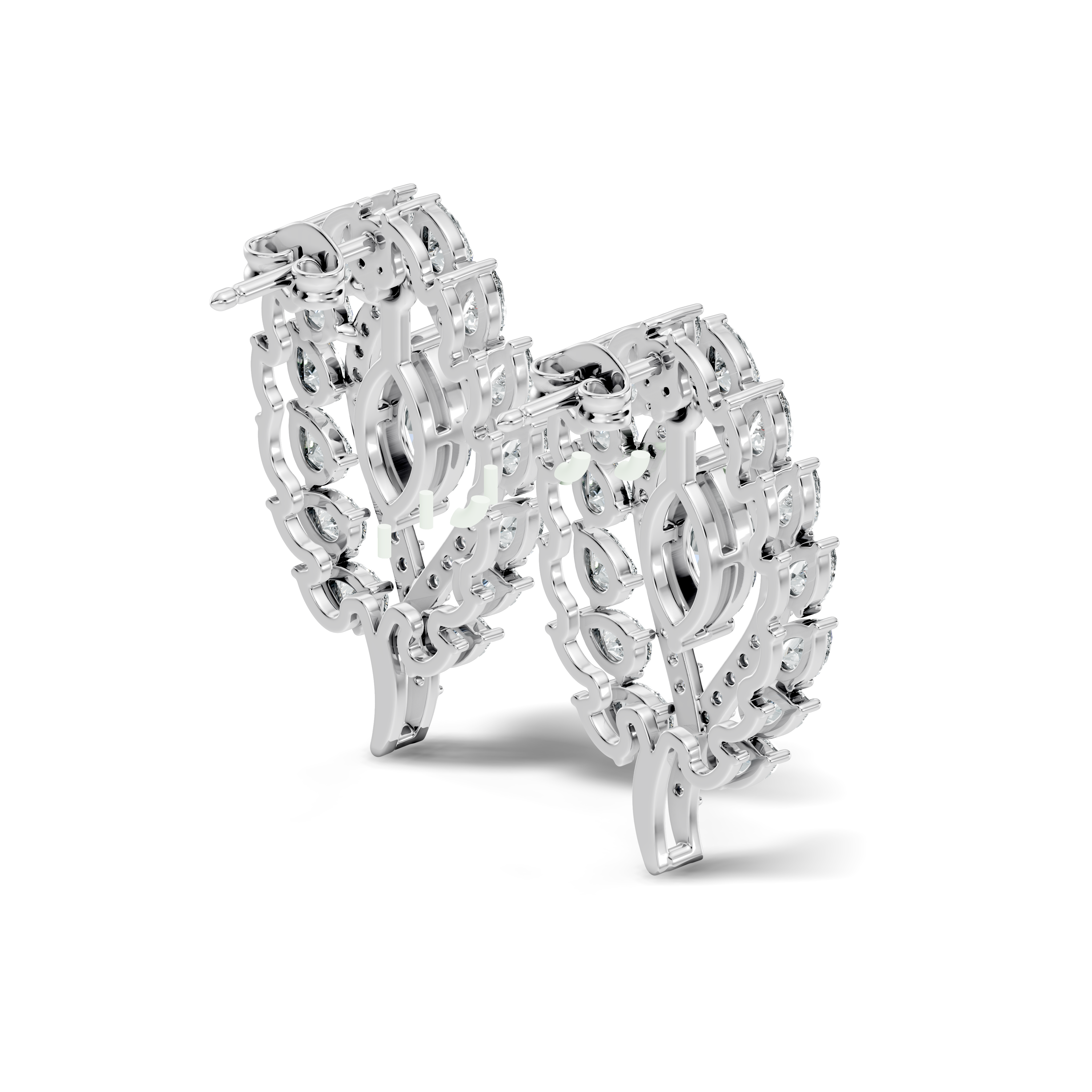 Marquise & Pear Cut Diamond Leaf Openwork Statement Stud