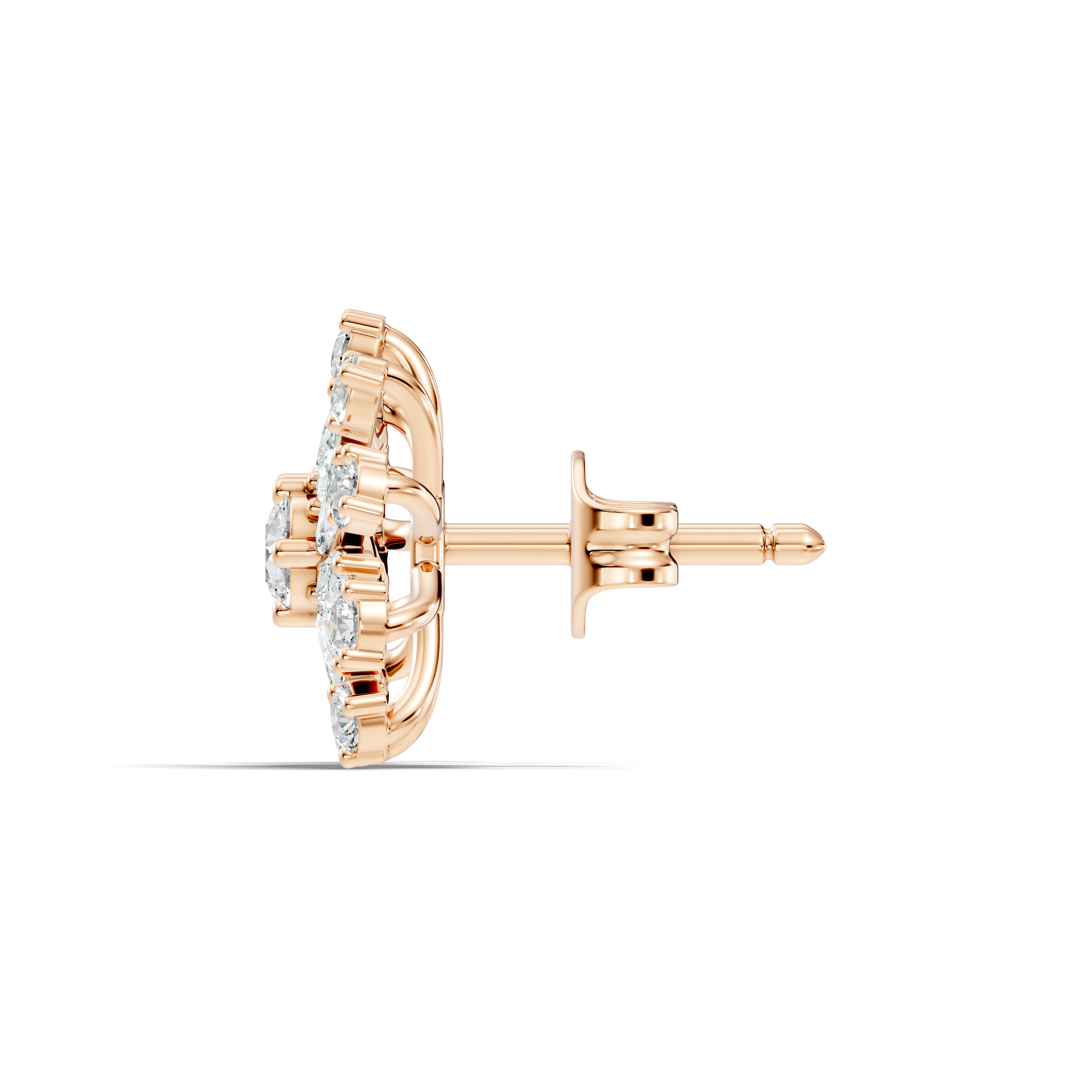 Marquise & Round Diamond Snowflake Floral Cluster Stud