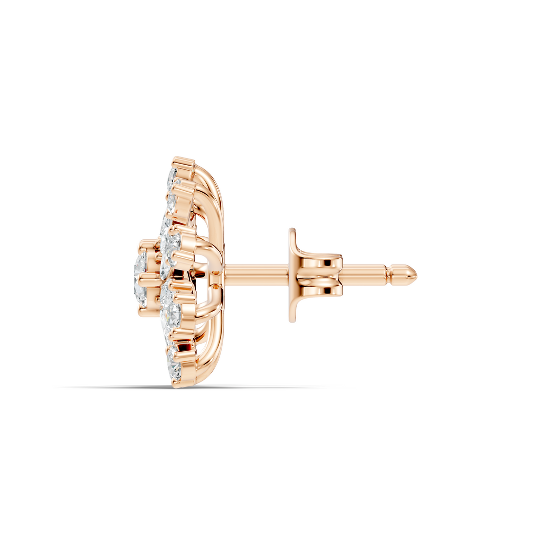 Marquise & Round Diamond Snowflake Floral Cluster Stud